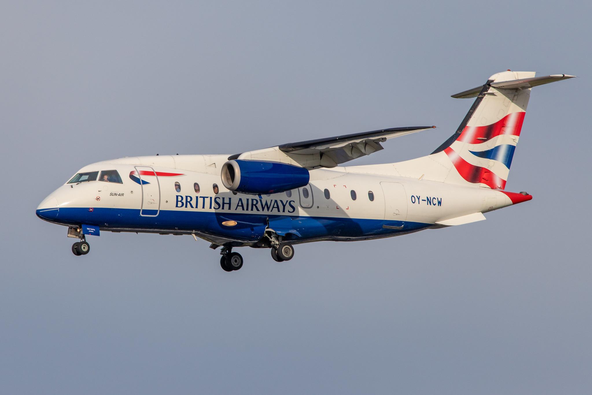 Hamburg Airport: British Airways (BA / BAW) | Operator: Sun-Air |  Dornier Do-328JET-300 J328 | OY-NCW | MSN 3131
