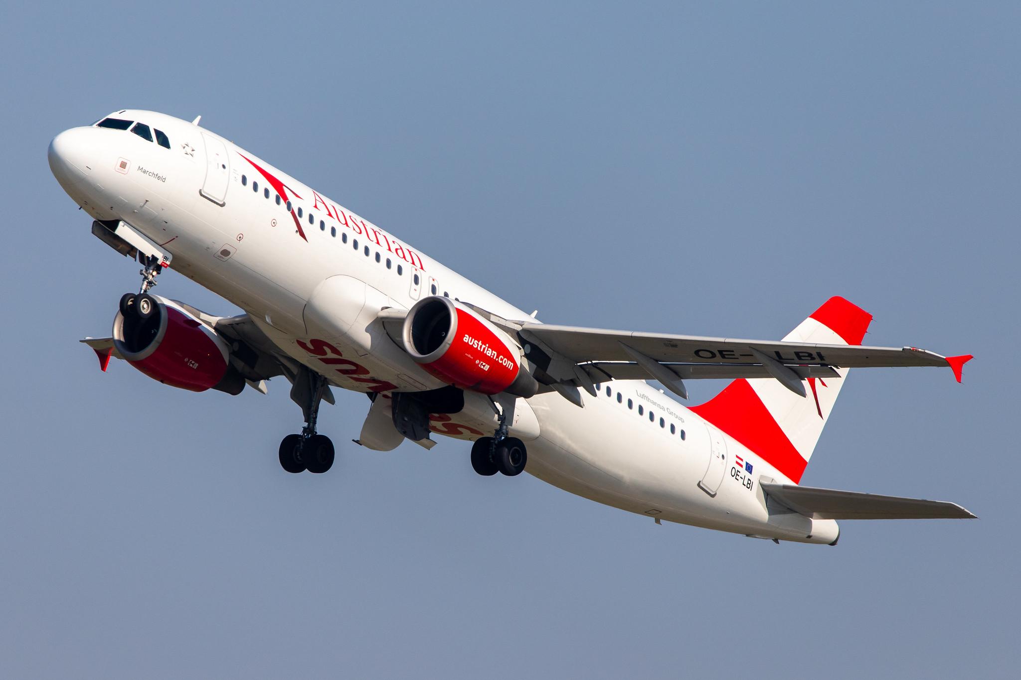 Düsseldorf Airport: Austrian Airlines (OS / AUA) |  Airbus A320-214 A320 | OE-LBI | MSN 1937