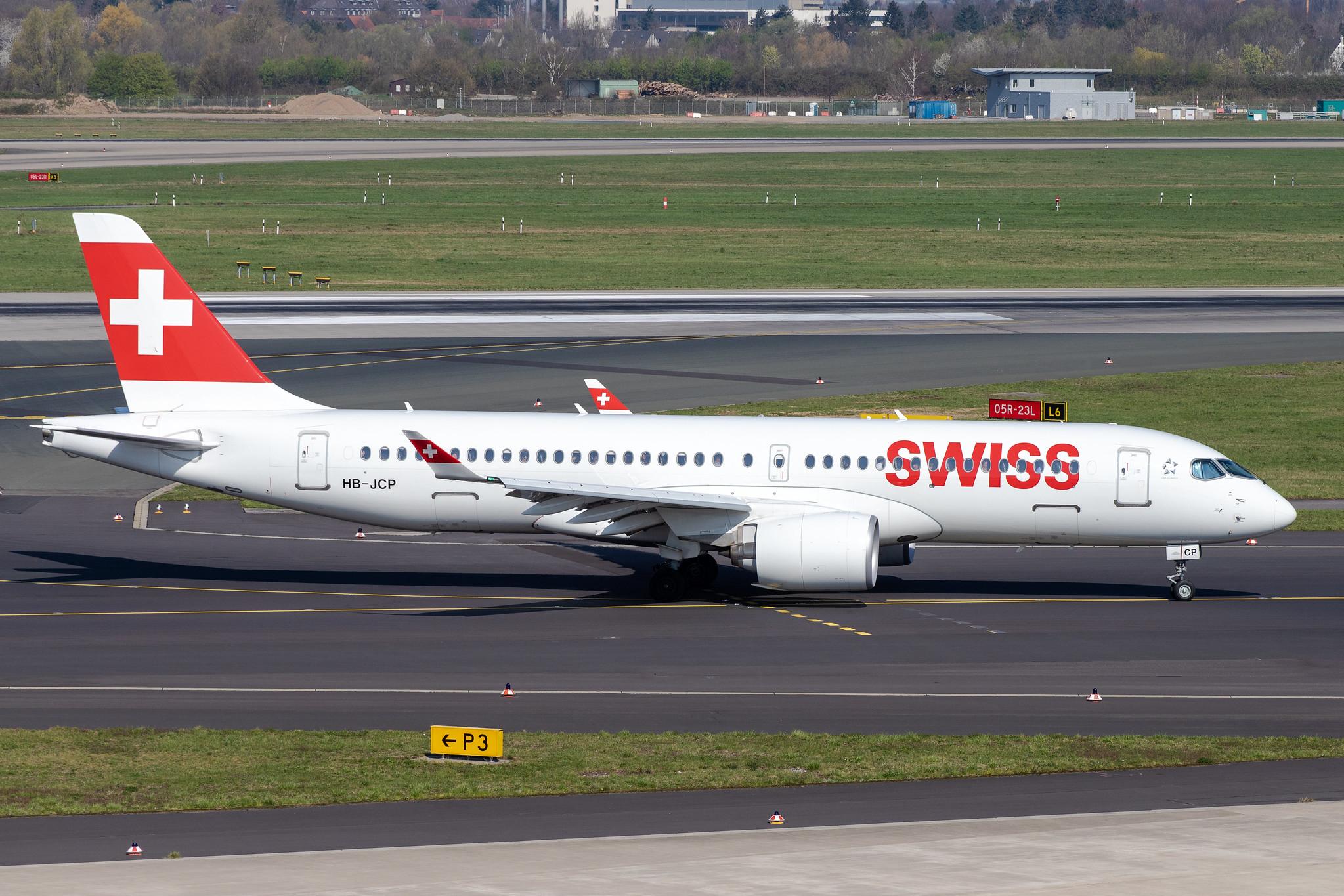 Düsseldorf Airport: Swiss (LX / SWR) |  Airbus A220-300 BCS3 | HB-JCP | MSN 55036