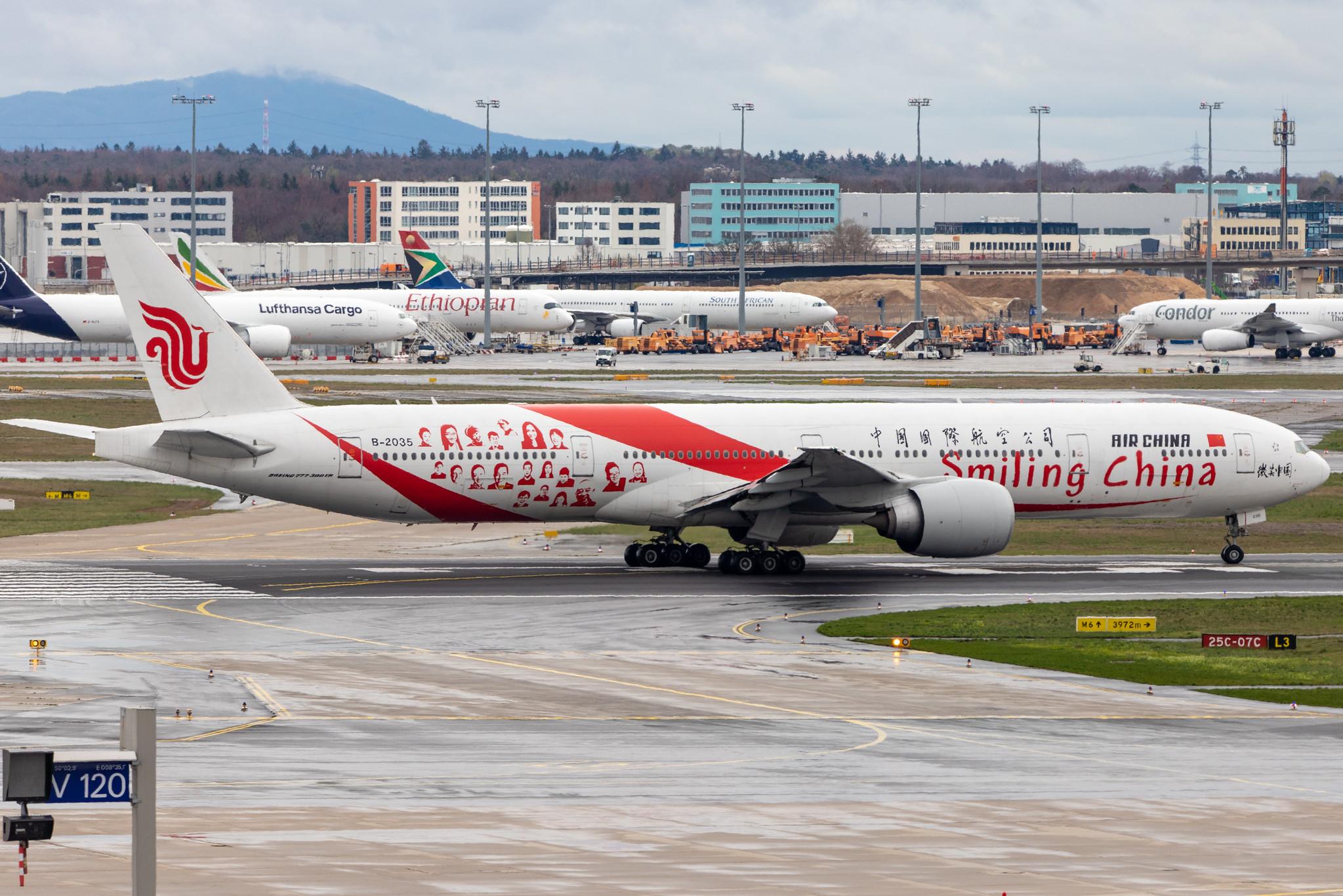 Frankfurt Airport: Air China (CA / CCA) |  Livery: Smiling China livery |  Boeing 777-39L(ER) B77W | B-2035 | MSN 38674