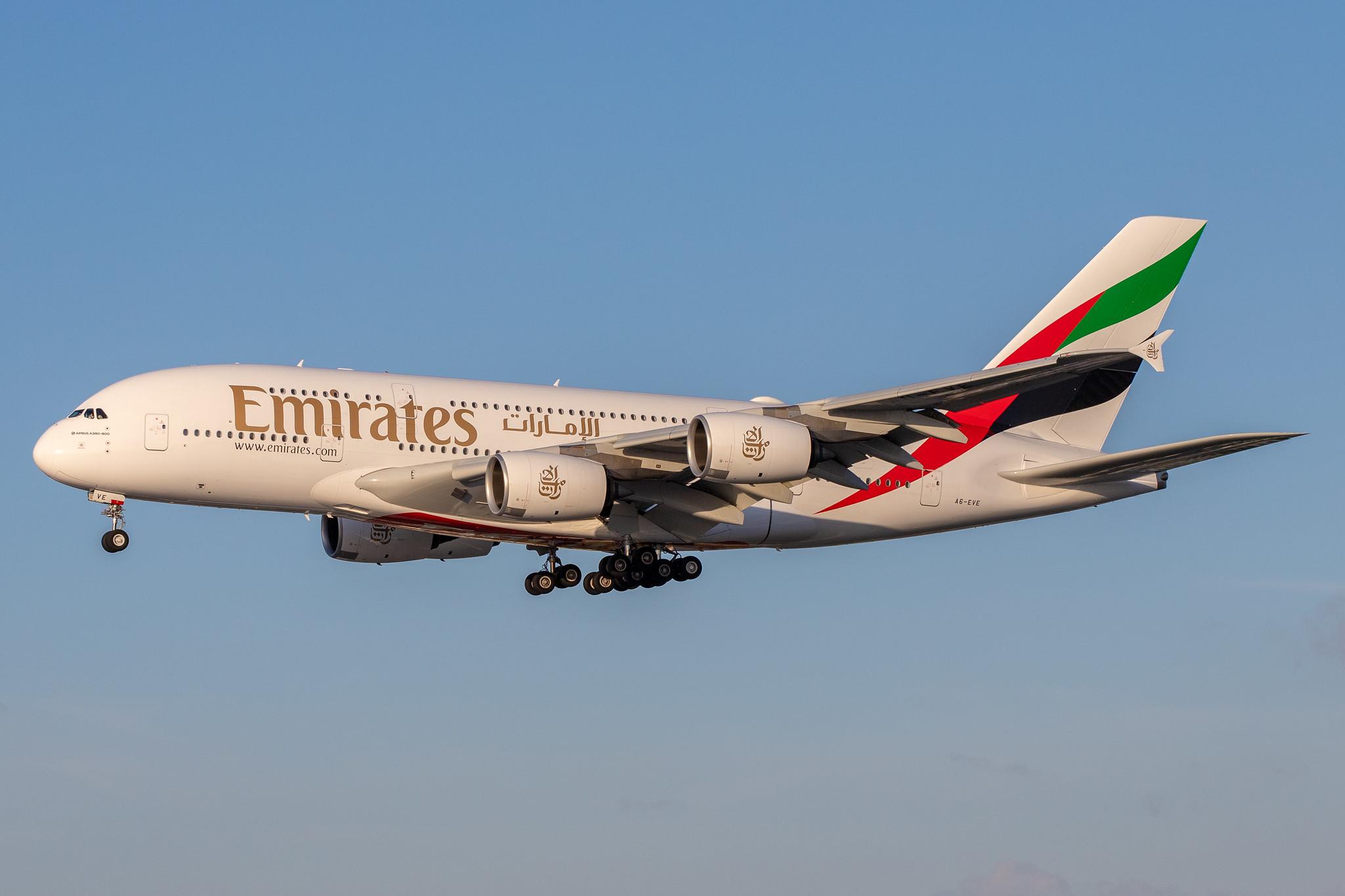 Hamburg Airport: Emirates (EK / UAE) |  Airbus A380-842 A388 | A6-EVE | MSN 250
