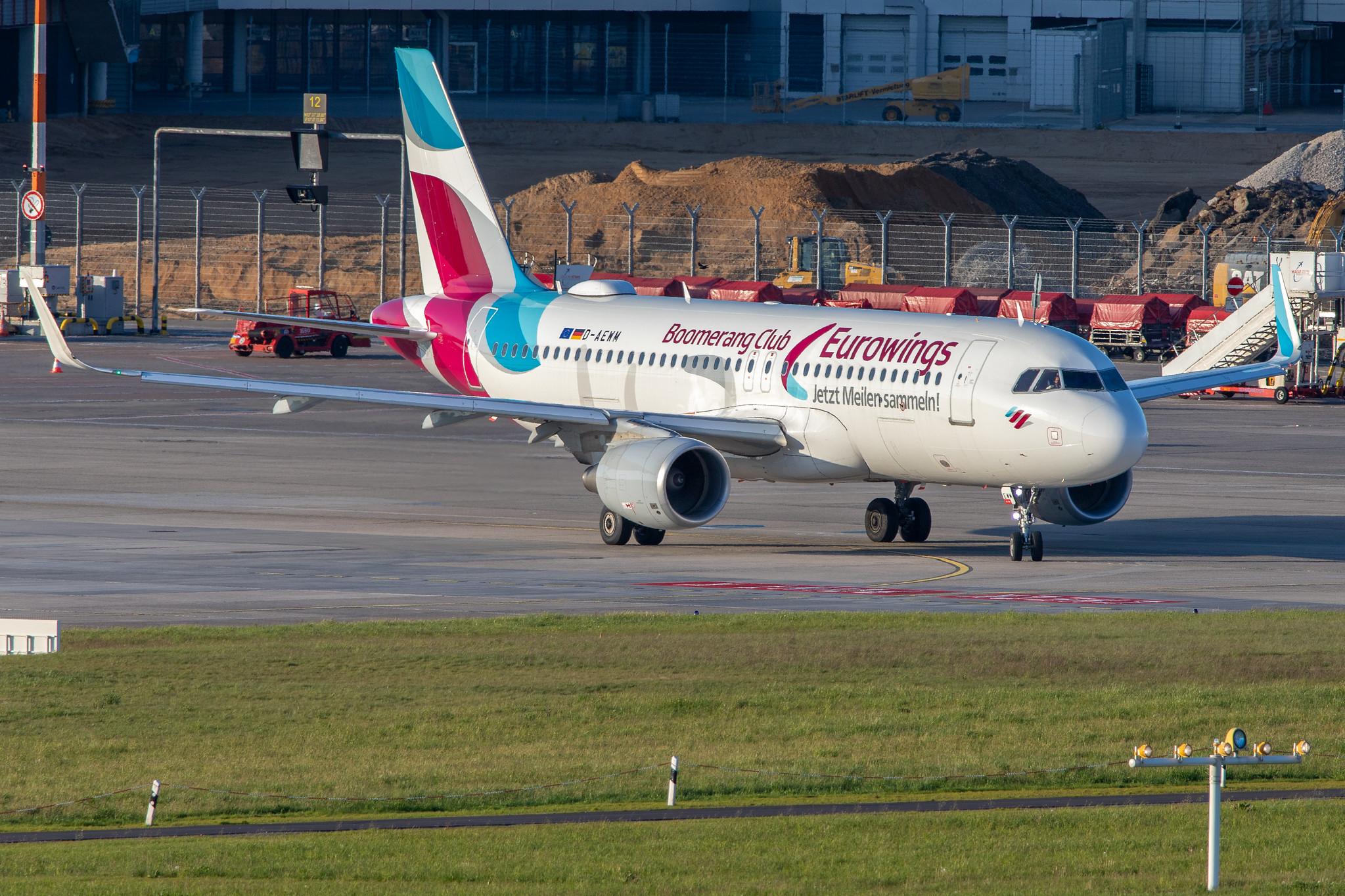 Hamburg Airport: Eurowings (EW / EWG) |  Livery: Boomerang Club Livery |  Airbus A320-214 A320 | D-AEWM | MSN 7259