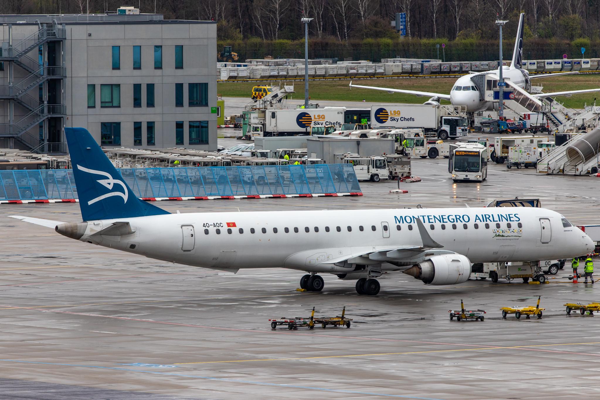 Frankfurt Airport: Montenegro Airlines (YM / MGX) |  Embraer E195LR E195 | 4O-AOC | MSN 19000358