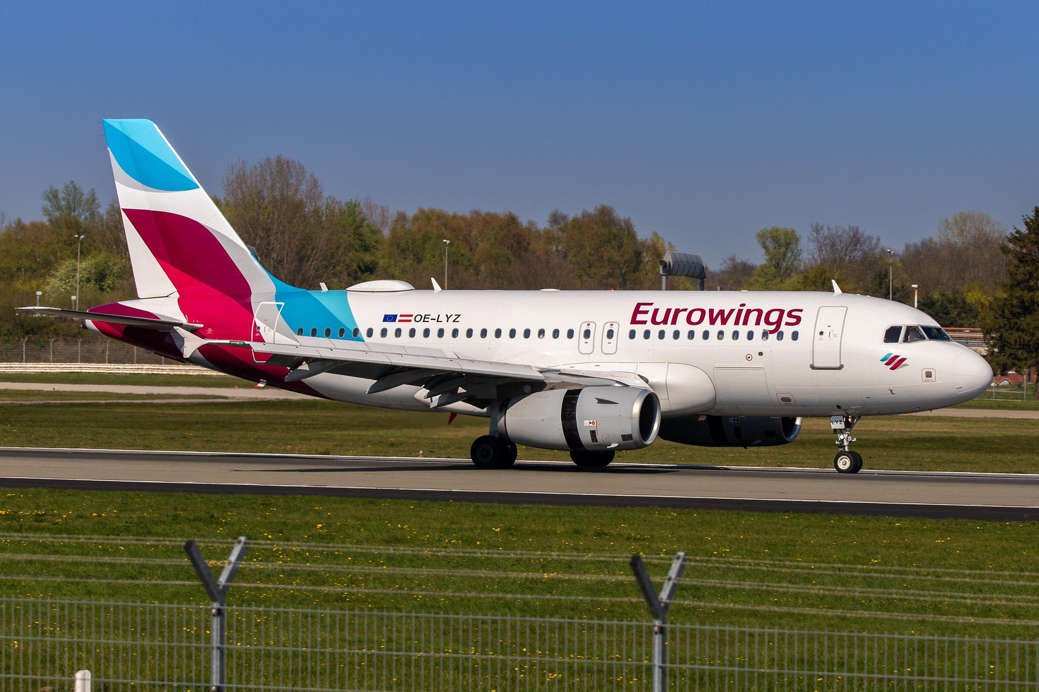Hamburg Airport: Eurowings (EW / EWG) | Operator: Eurowings Europe |  Airbus A319-132 A319 | OE-LYZ | MSN 4227