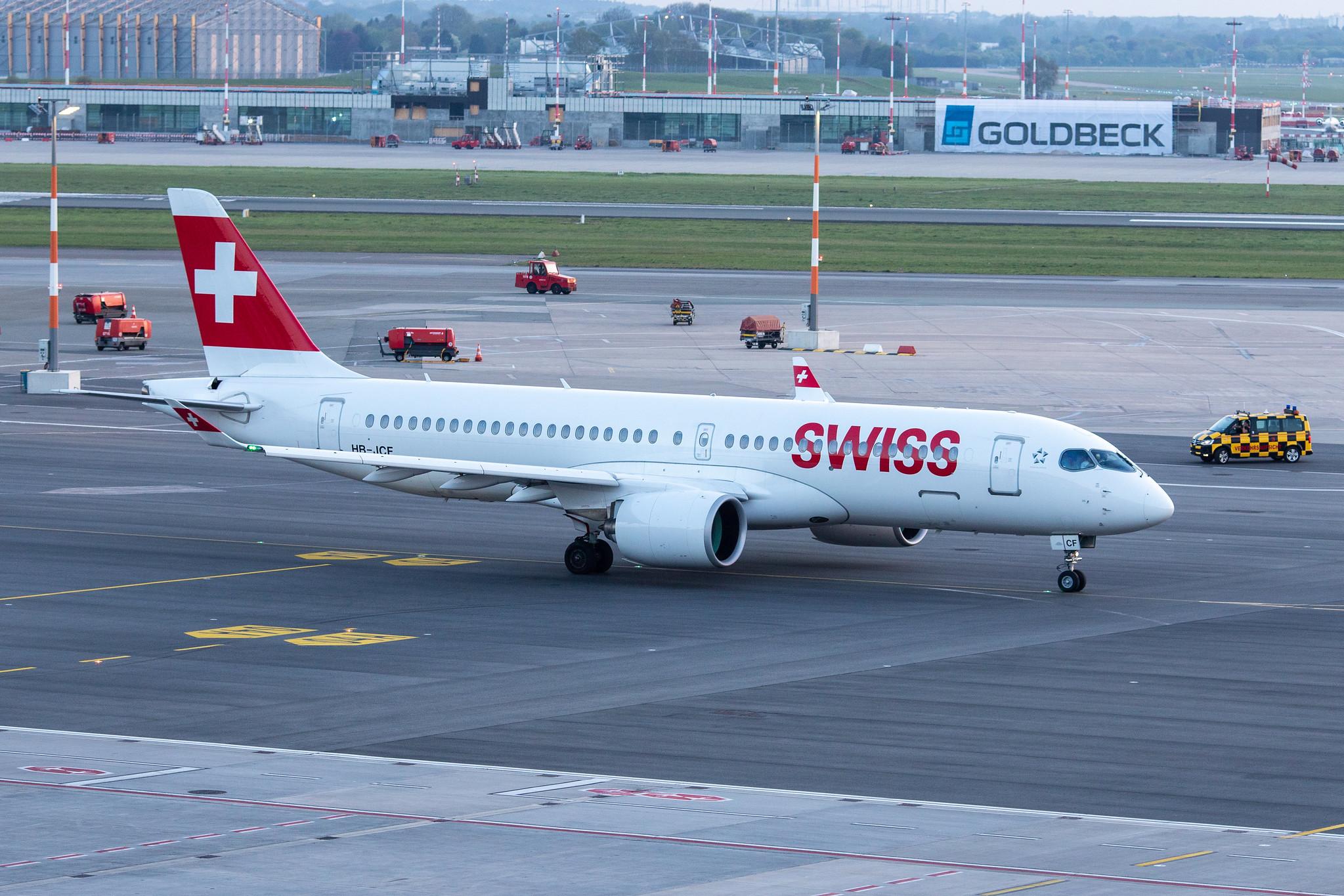 Hamburg Airport: Swiss (LX / SWR) |  Airbus A220-300 BCS3 | HB-JCF | MSN 55015