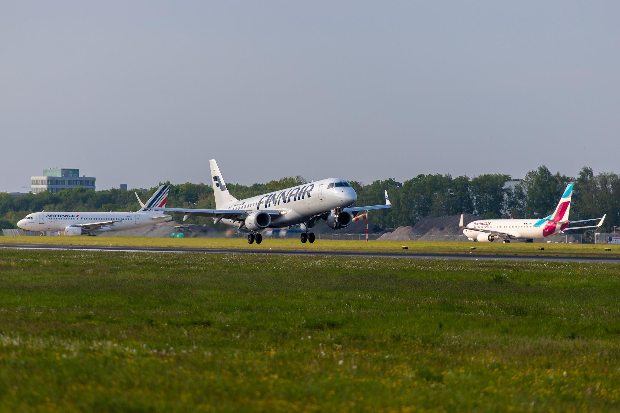 Hamburg Airport: Finnair (AY / FIN) | Operator: NORRA |  Embraer E190LR E190 | OH-LKF | MSN 19000066