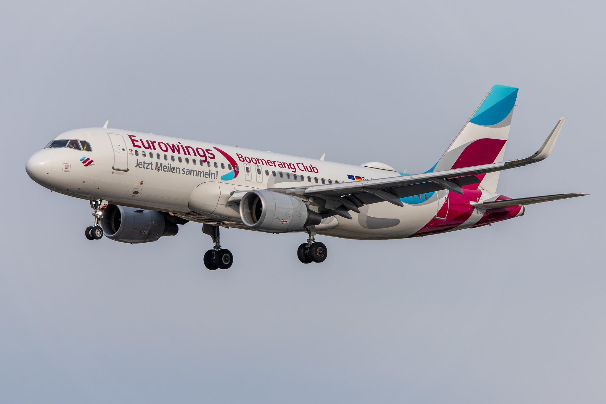Hamburg Airport: Eurowings (EW / EWG) |  Livery: Boomerang Club Livery |  Airbus A320-214 A320 | D-AEWM | MSN 7259