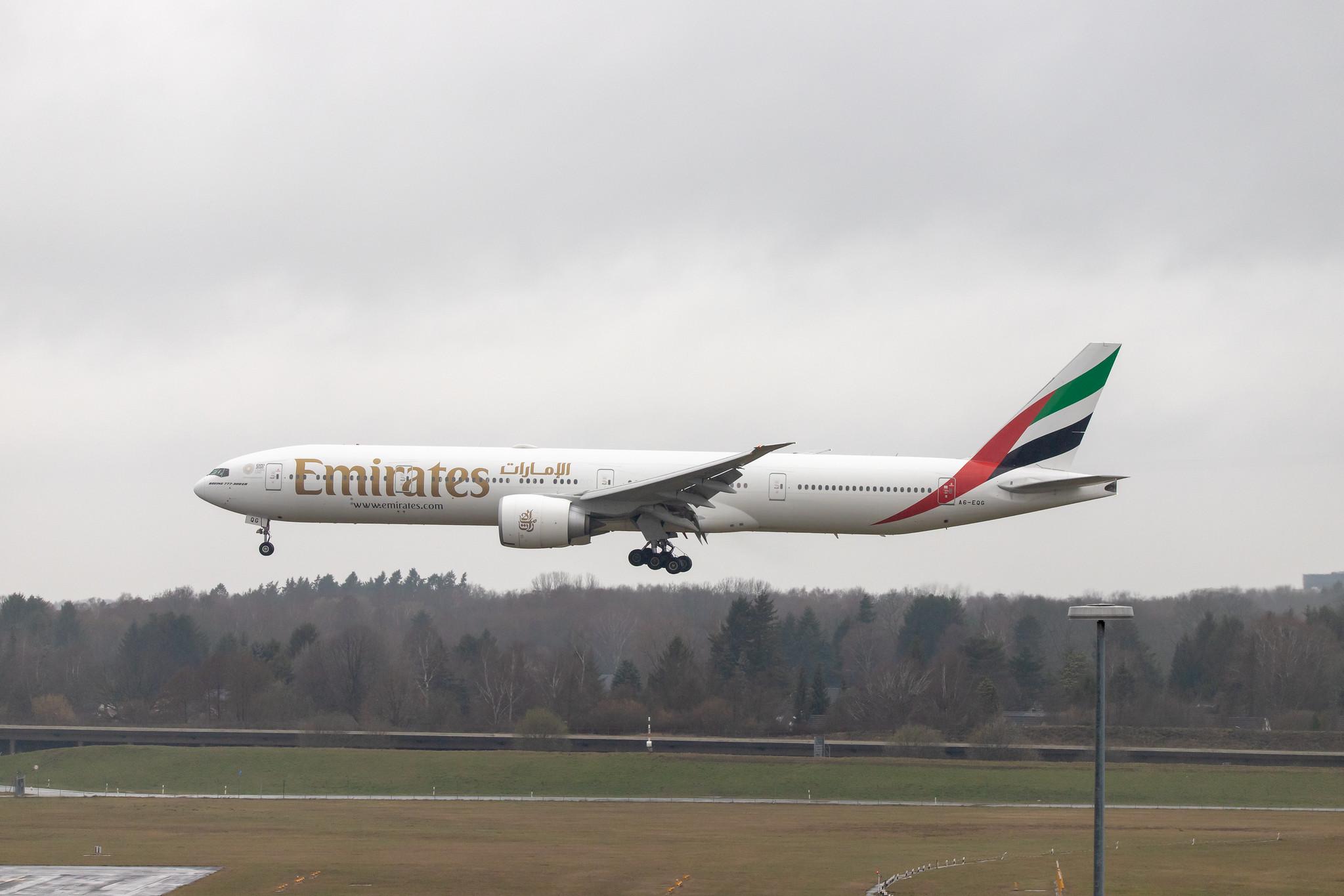 Hamburg Airport: Emirates (EK / UAE) |  Boeing 777-31H(ER) B77W | A6-EQG | MSN 42352