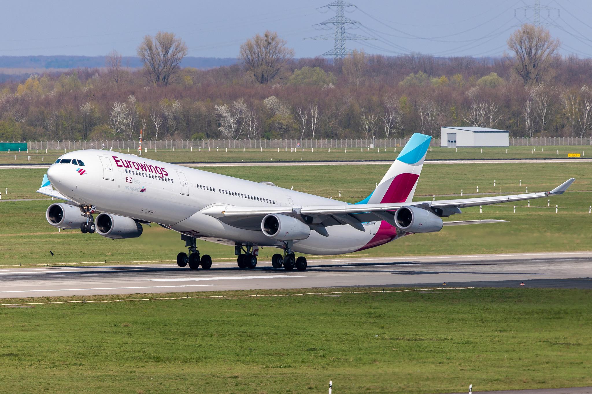 Düsseldorf Airport: Eurowings (EW /EWG) | Operator: Brussels Airlines |  Airbus A340-313 A343 | OO-SCW | MSN 0335