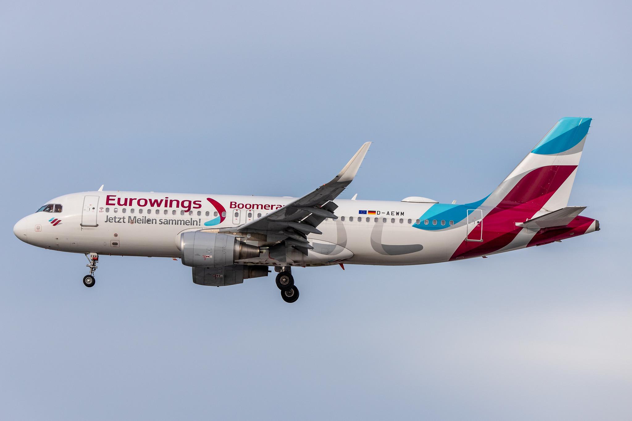 Hamburg Airport: Eurowings (EW / EWG) |  Livery: Boomerang Club Livery |  Airbus A320-214 A320 | D-AEWM | MSN 7259