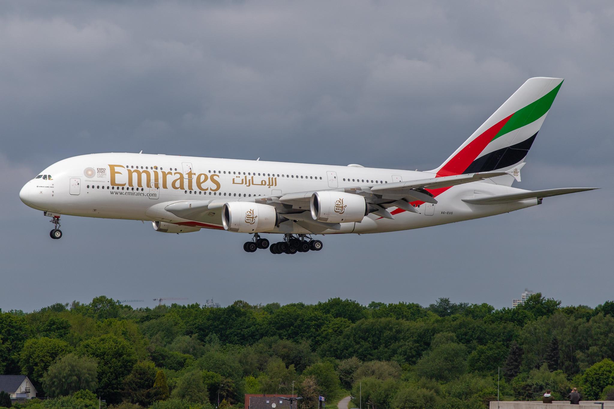 Hamburg Airport: Emirates (EK / UAE) |  Airbus A380-842 A388 | A6-EUS | MSN 234