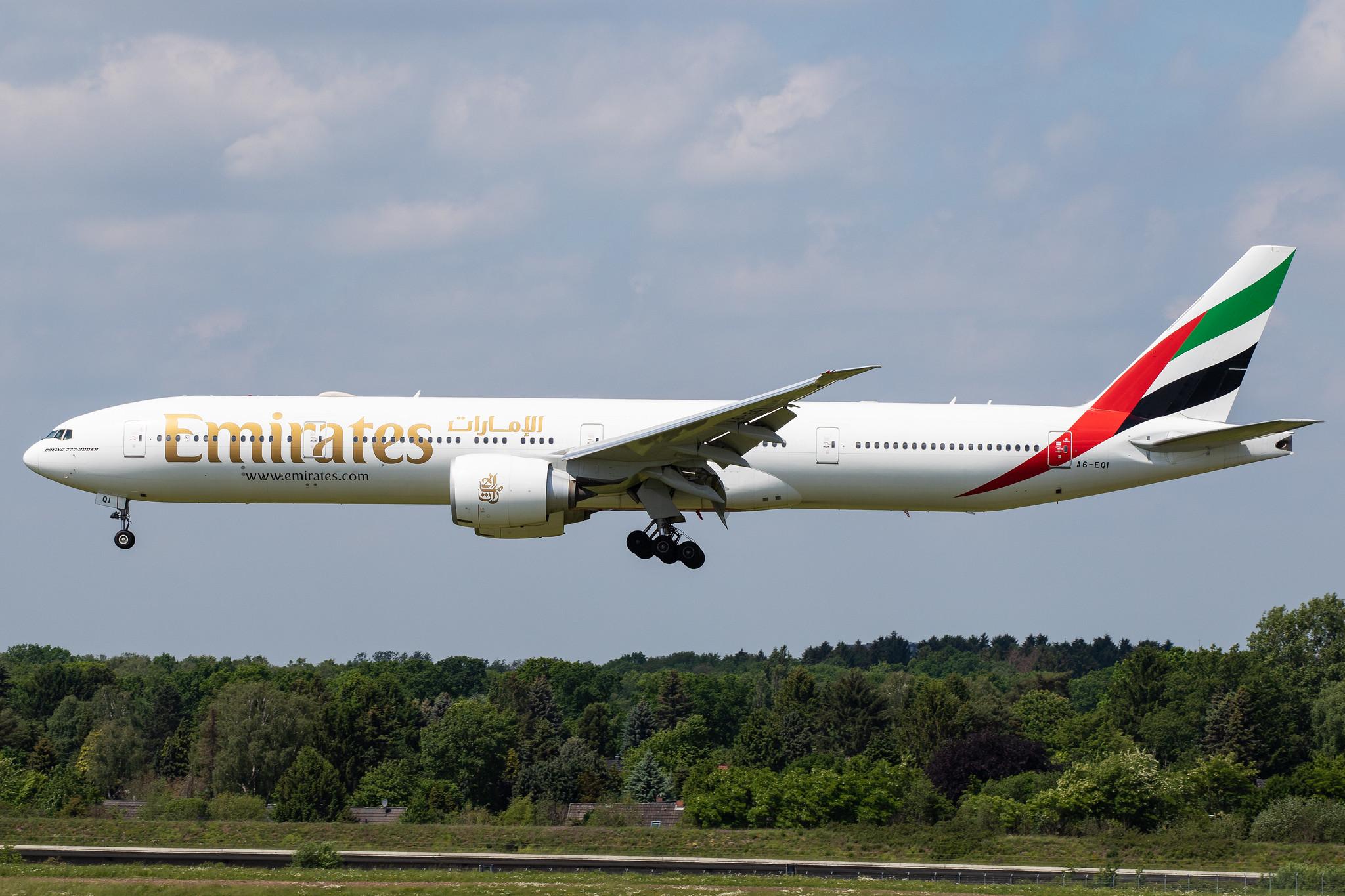 Hamburg Airport: Emirates (EK / UAE) |  Boeing 777-31H(ER) B77W | A6-EQI | MSN 42354