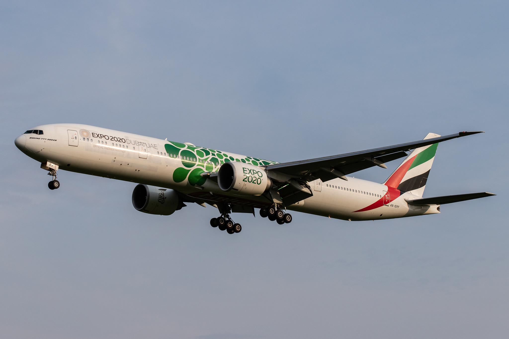 Hamburg Airport: Emirates (EK / UAE) |  Livery: Expo 2020 - Sustainability Livery |  Boeing 777-31H(ER) B77W | A6-EPF | MSN 42325