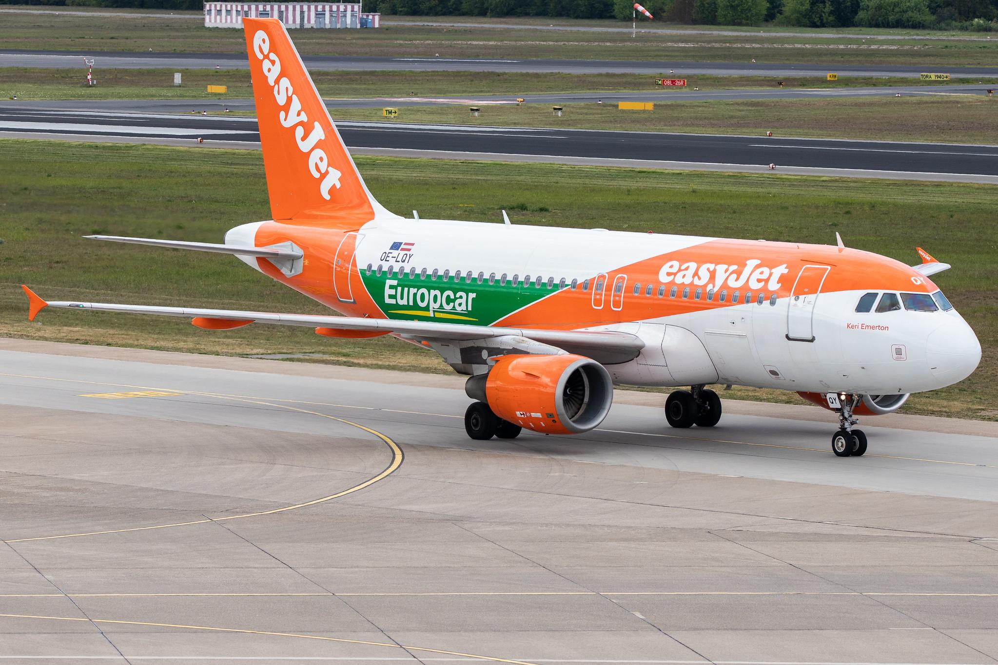 Flughafen Berlin Tegel (TXL): easyJet (U2 / EZY) |  Livery: Europcar Livery | Operator: easyJet Europe |  Airbus A319-111 A319 | OE-LQY | MSN 3683