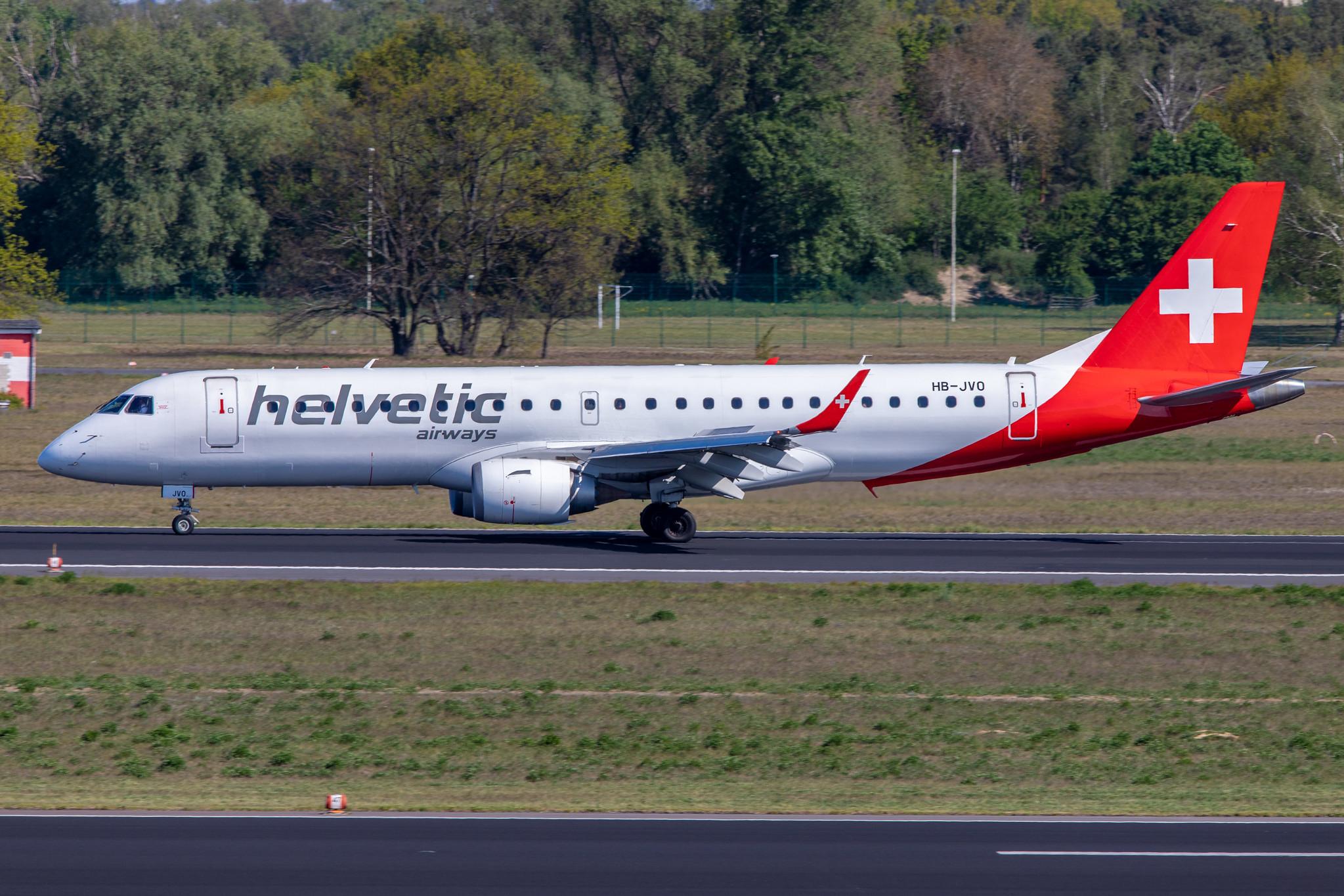 Flughafen Berlin Tegel (TXL): Helvetic Airways (2L / OAW) |  Embraer E190LR E190 | HB-JVO | MSN 19000294