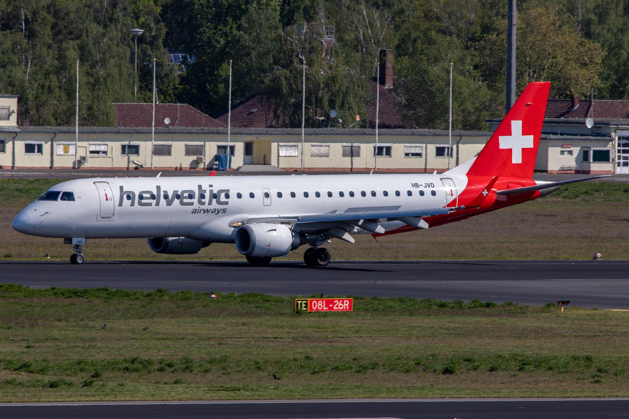 Flughafen Berlin Tegel (TXL): Helvetic Airways (2L / OAW) |  Embraer E190LR E190 | HB-JVO | MSN 19000294