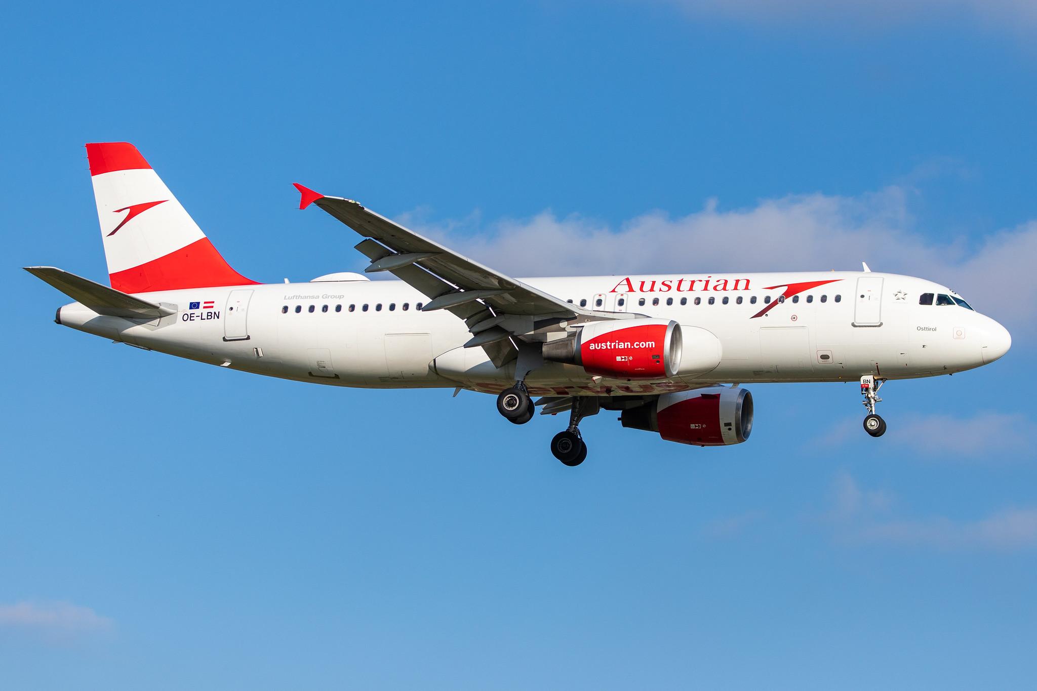 Hamburg Airport (HAM/EDDH): Austrian Airlines (OS / AUA) |  Airbus A320-214 A320 | OE-LBN | MSN 0768