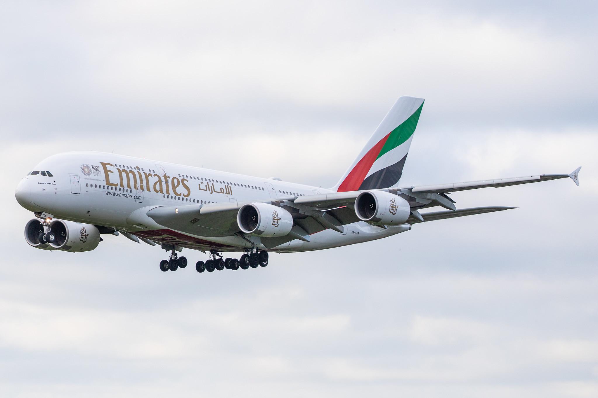 Hamburg Airport (HAM/EDDH): Emirates (EK / UAE) |  Airbus A380-842 A388 | A6-EUS | MSN 234