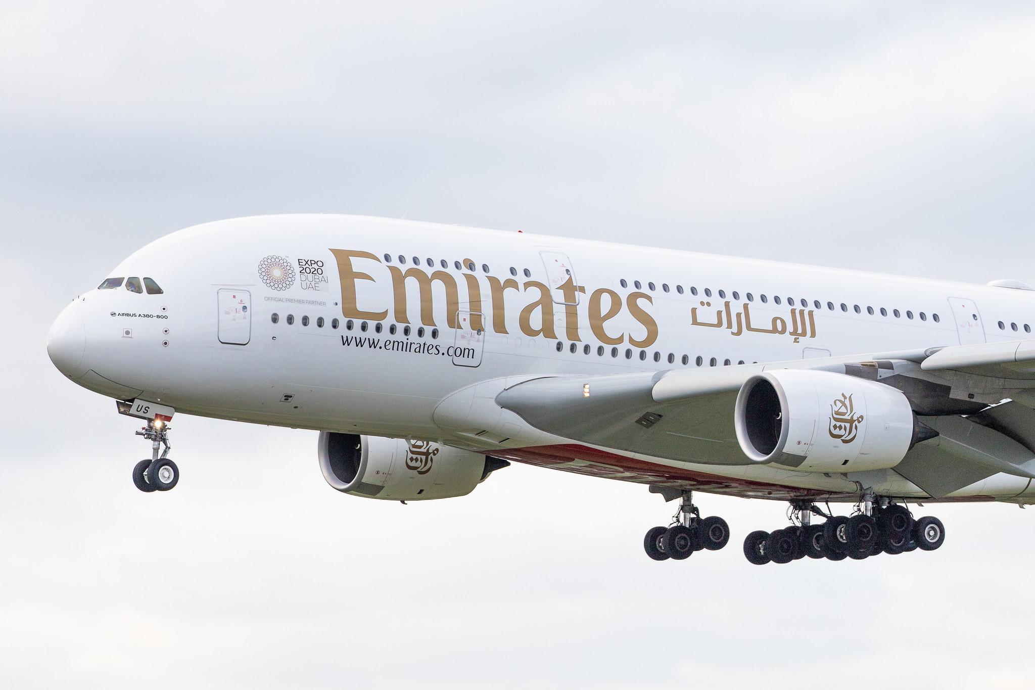 Hamburg Airport (HAM/EDDH): Emirates (EK / UAE) |  Airbus A380-842 A388 | A6-EUS | MSN 234