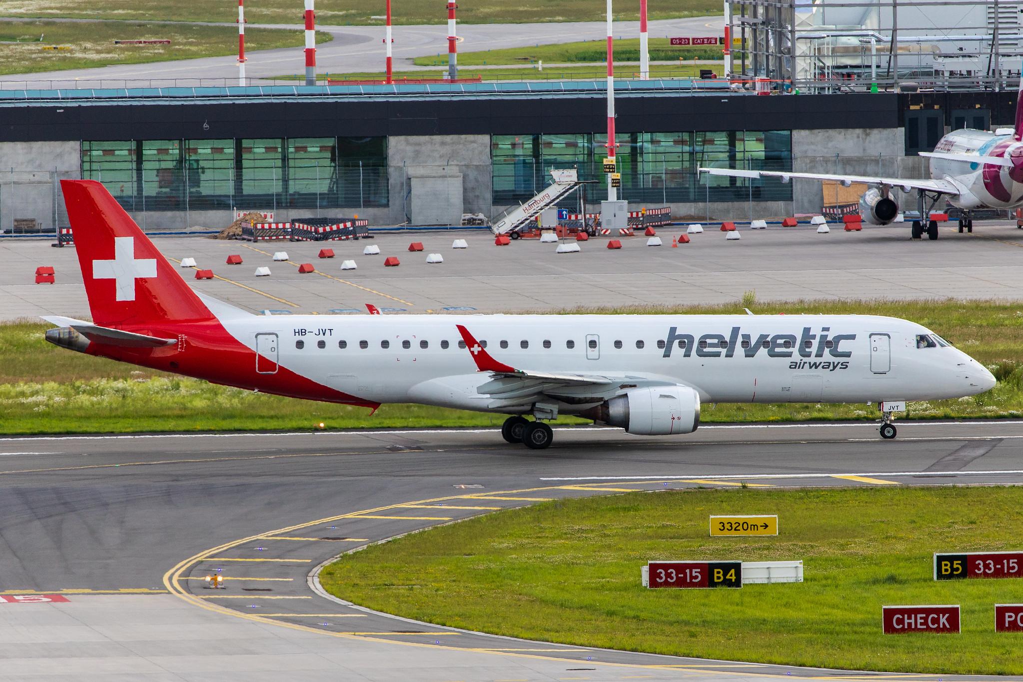 Hamburg Airport (HAM/EDDH): Helvetic Airways (2L / OAW) |  Embraer E190AR E190 | HB-JVT | MSN 19000199