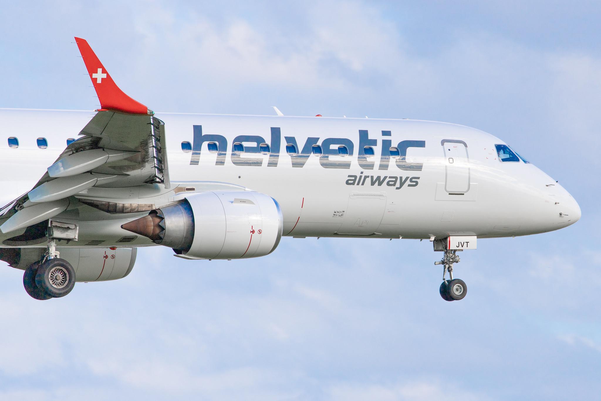 Hamburg Airport (HAM/EDDH): Helvetic Airways (2L / OAW) |  Embraer E190AR E190 | HB-JVT | MSN 19000199