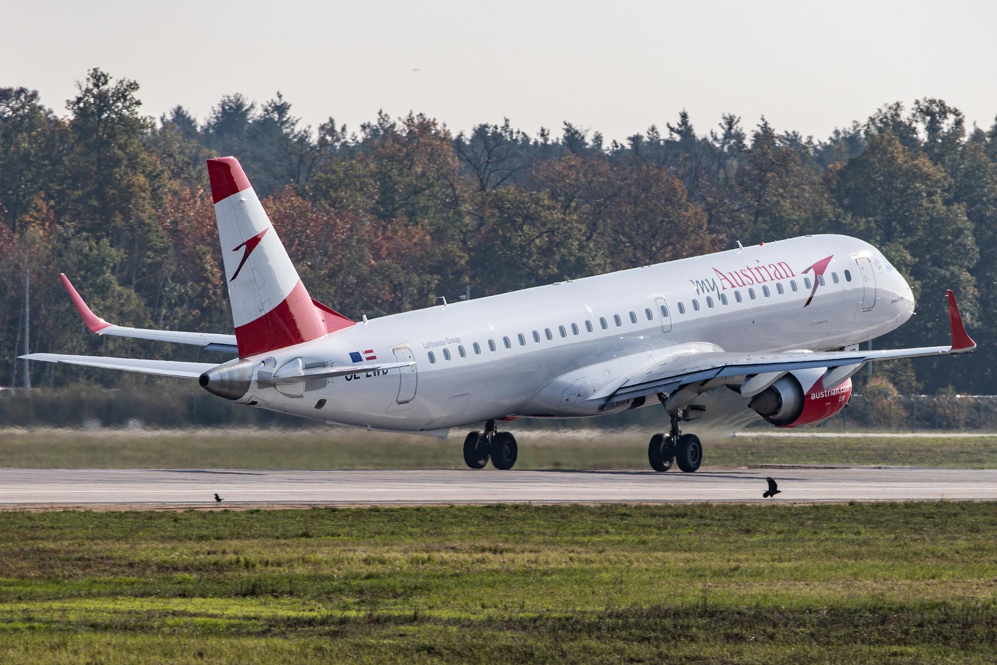 Frankfurt Airport: Austrian Airlines (OS / AUA) |  Embraer ERJ-195LR E195 | OE-LWD | MSN 19000411