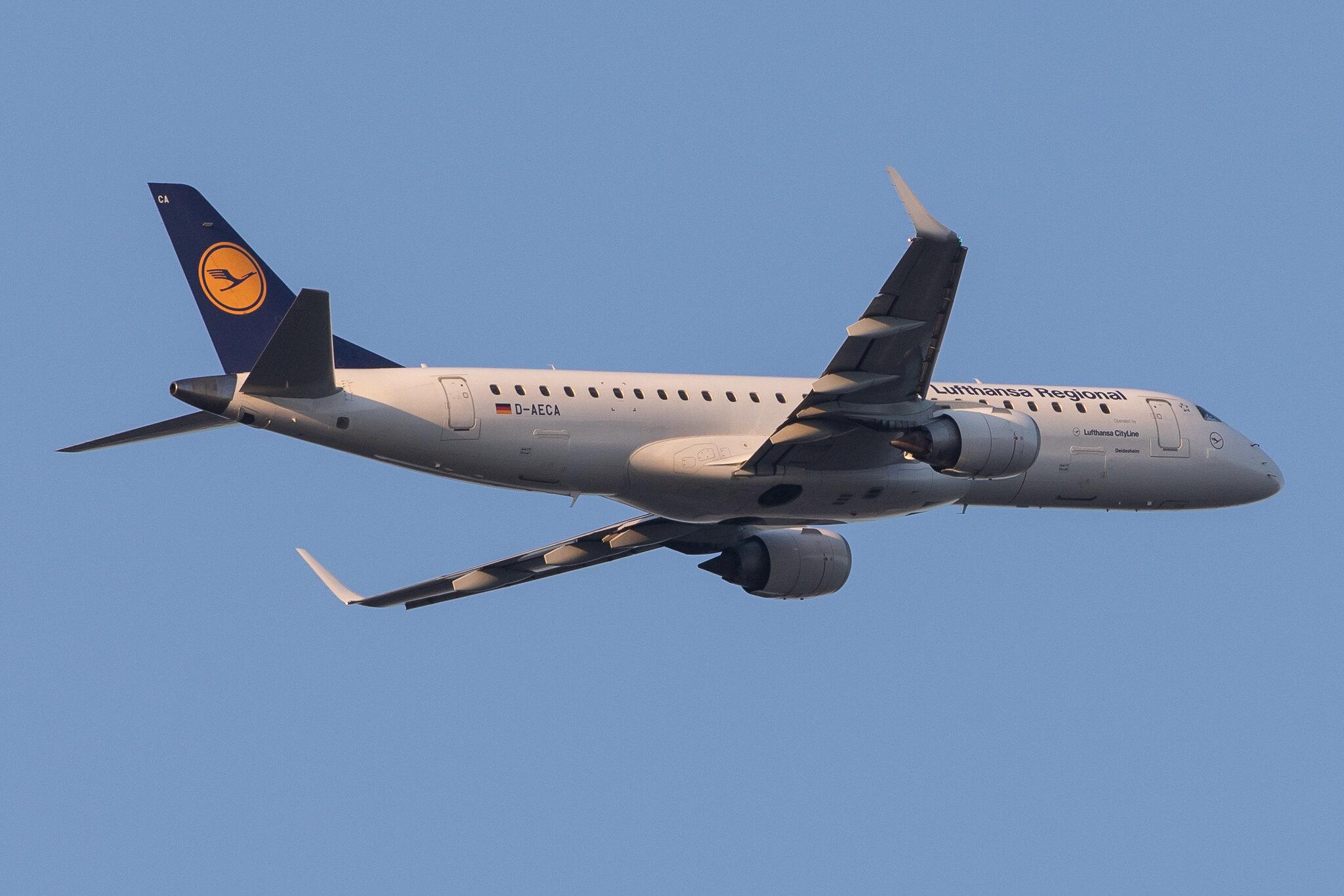 Frankfurt Airport: Lufthansa (LH / DLH) | Operator: Lufthansa CityLine |  Embraer ERJ-190LR E190 | D-AECA | MSN 19000327