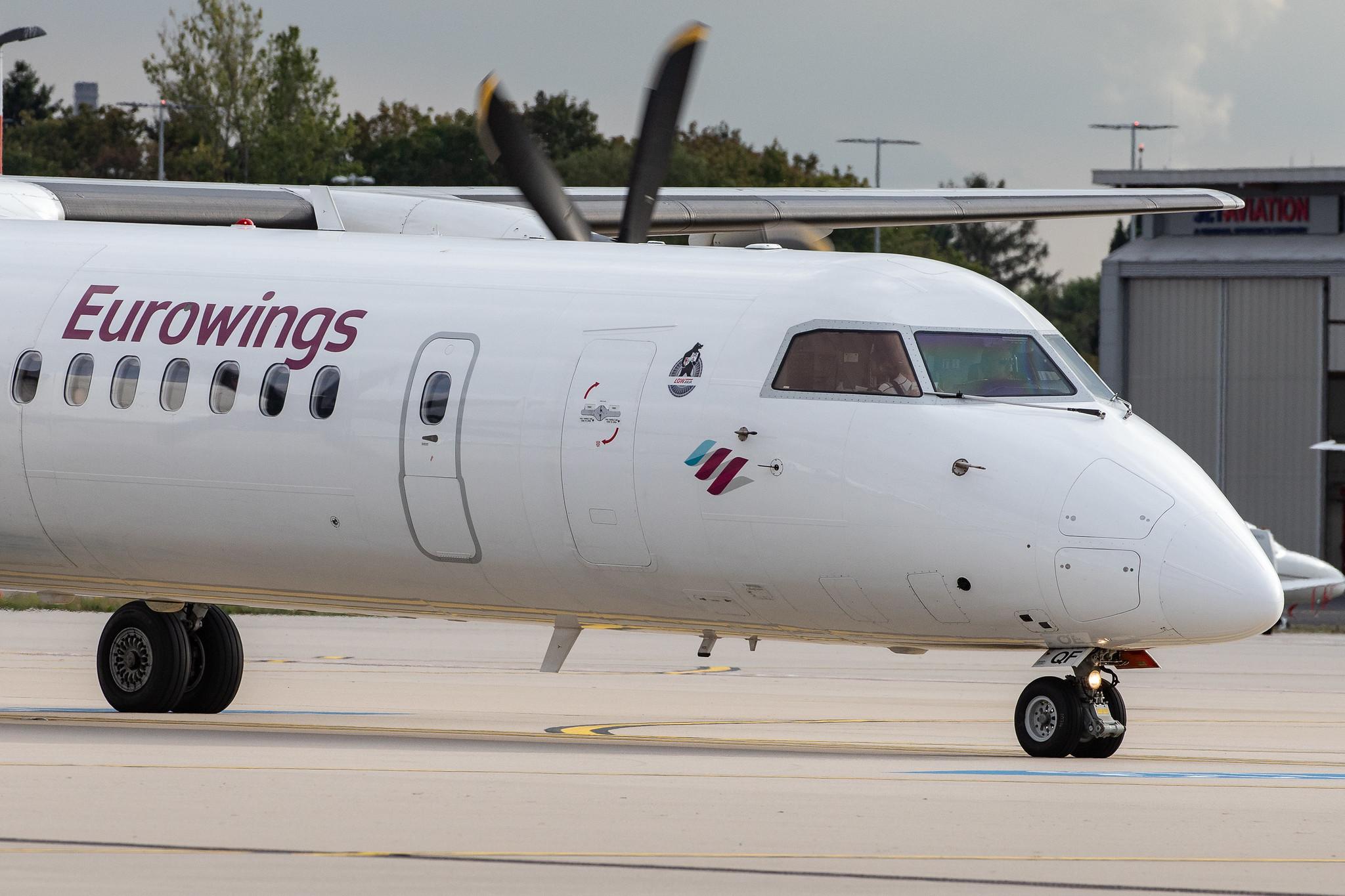 Düsseldorf Airport: Eurowings (EW / EWG) | Operator: Luftfahrtgesellschaft Walter |  De Havilland Canada Dash 8-400 DH8D | D-ABQF | MSN 4245