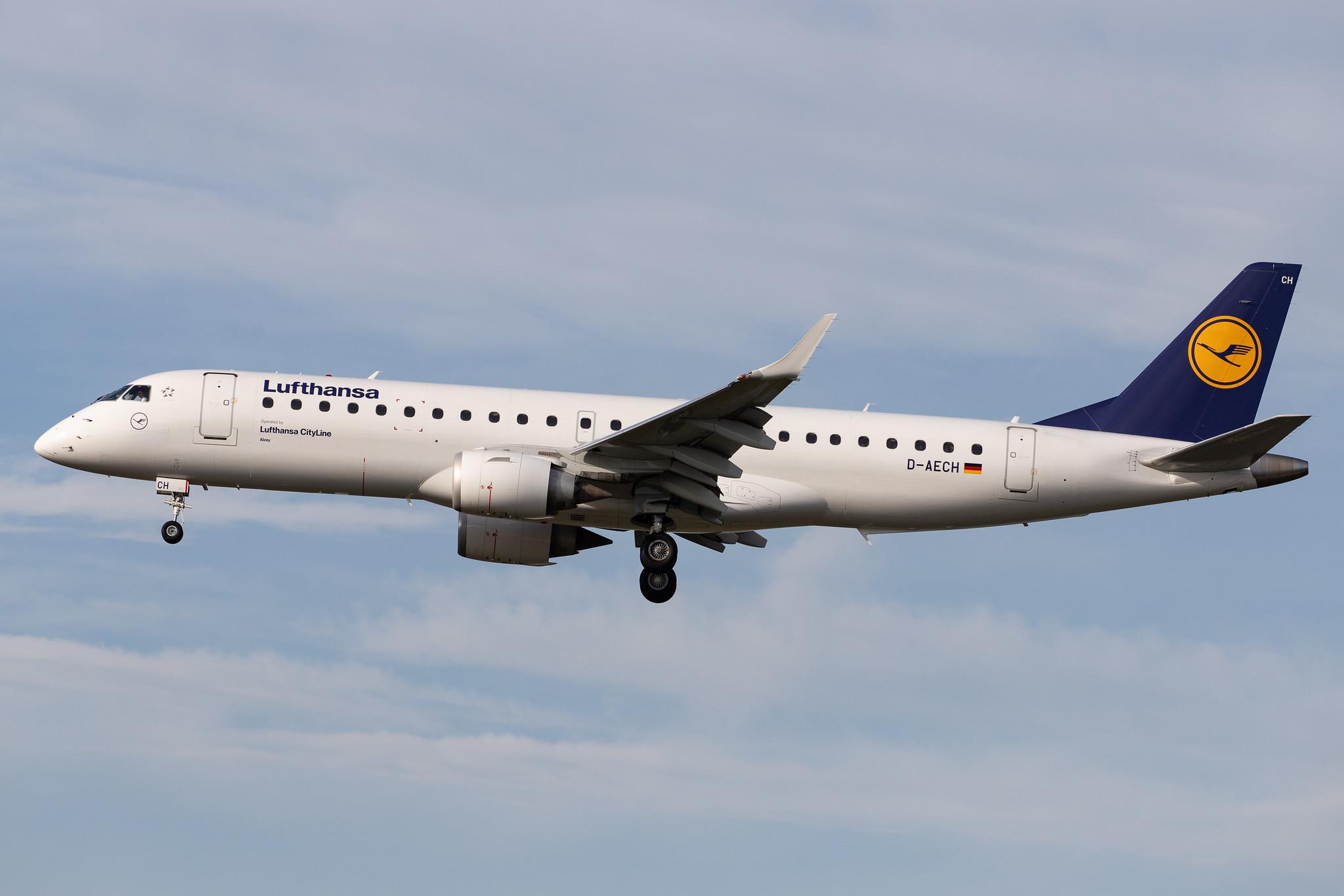 Frankfurt Airport: Lufthansa (LH / DLH) | Operator: Lufthansa CityLine |  Embraer ERJ-190LR E190 | D-AECH | MSN 19000376