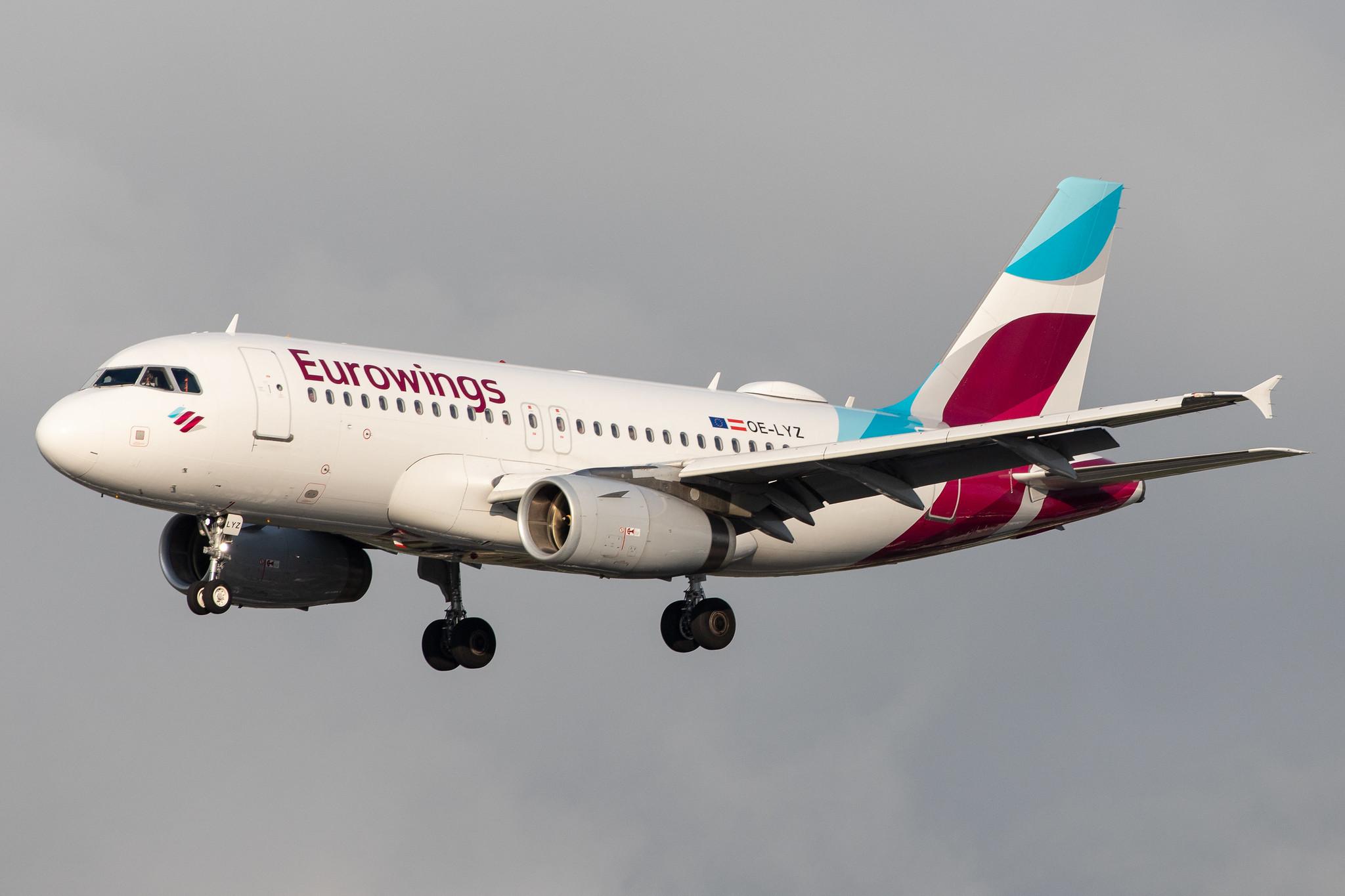 Hamburg Airport: Eurowings (EW / EWG) | Operator: Eurowings Europe |  Airbus A319-132 A319 | OE-LYZ | MSN 4227