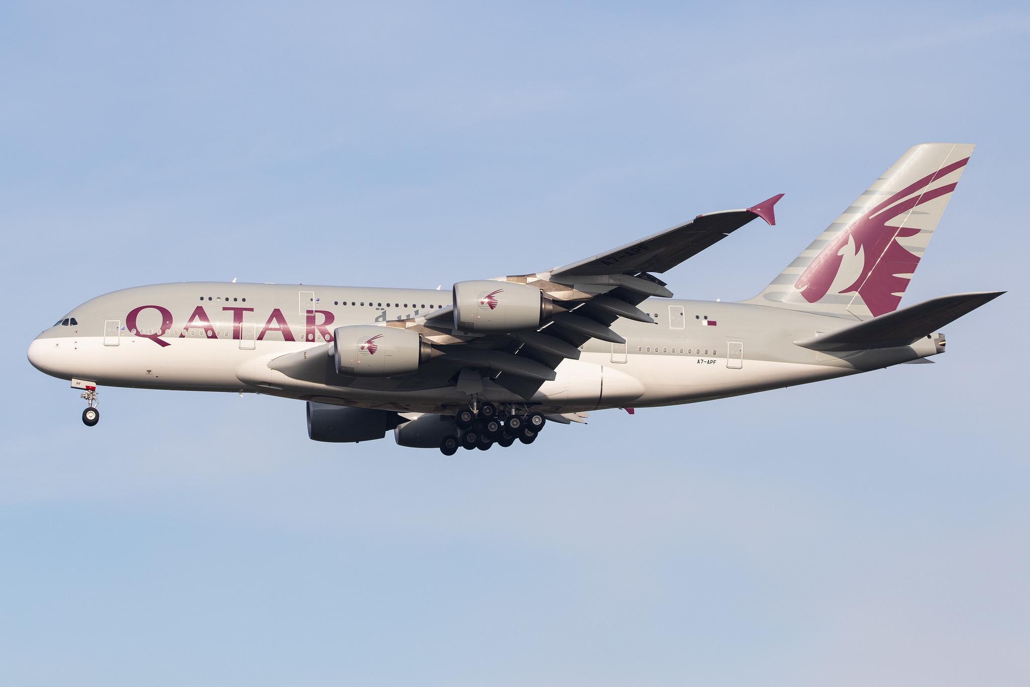 London Heathrow Airport: Qatar Airways (QR / QTR) |  Airbus A380-861 A388 | A7-APF | MSN 189
