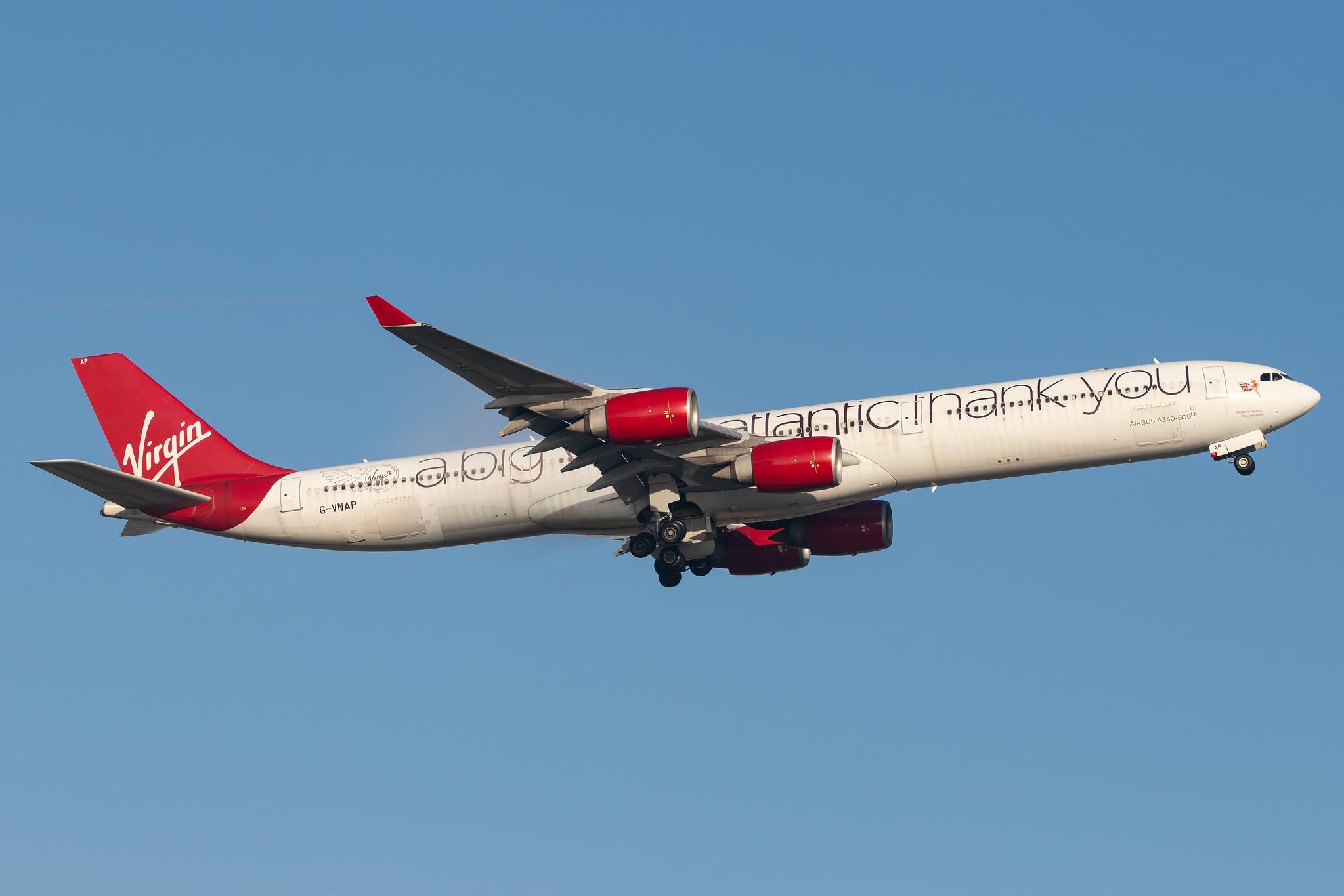 London Heathrow Airport: Virgin Atlantic (VS / VIR) |  Airbus A340-642 A346 | G-VNAP | MSN 0622