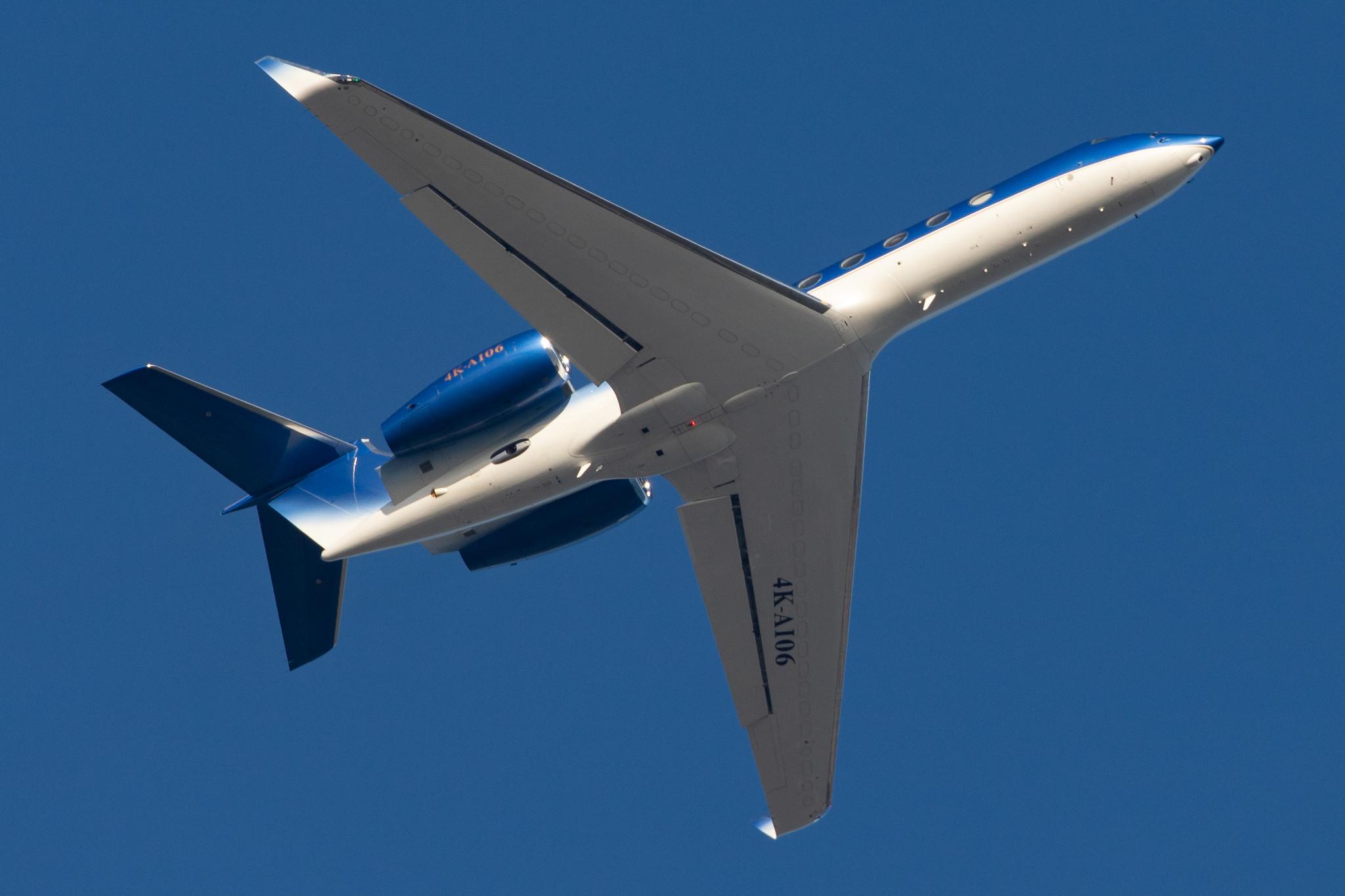London Heathrow Airport: Azerbaijan Airlines (J2 / AHY) |  Gulfstream G550 GLF5 | 4K-AI06 | MSN 5277