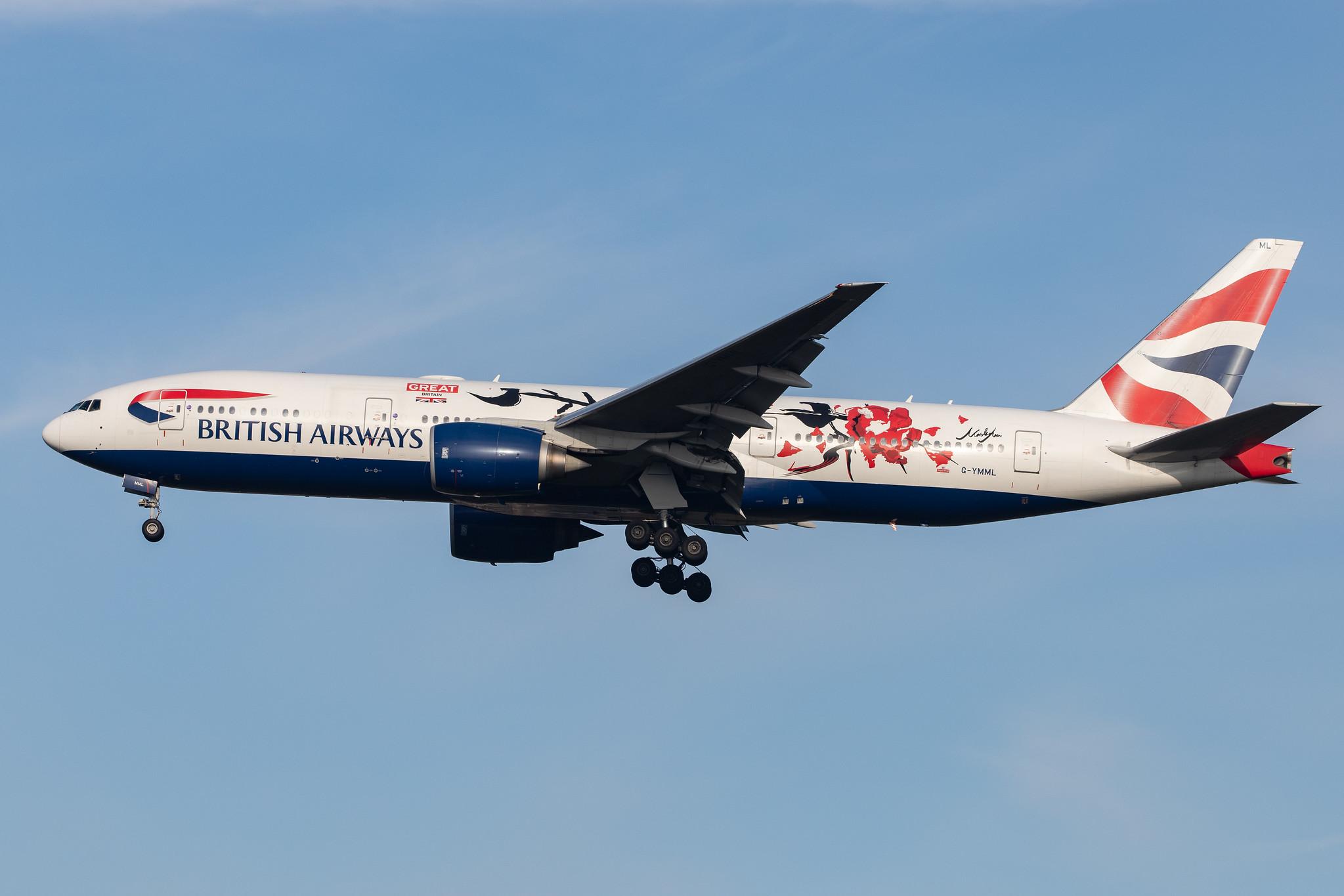 London Heathrow Airport: British Airways (BA / BAW) |  Livery: GREAT Festival of Creativity |  Boeing 777-236(ER) B772 | G-YMML | MSN 30313