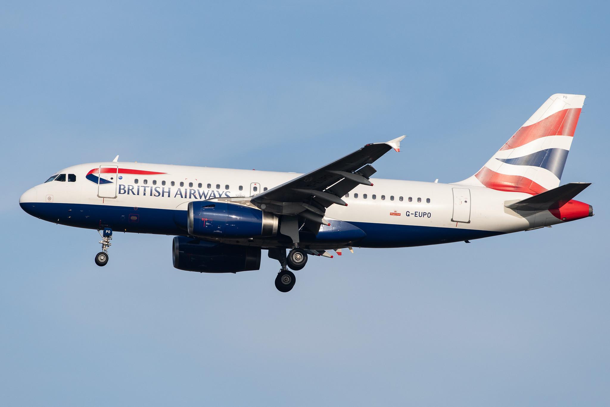 London Heathrow Airport: British Airways (BA / BAW) |  Airbus A319-131 A319 | G-EUPO | MSN 1279