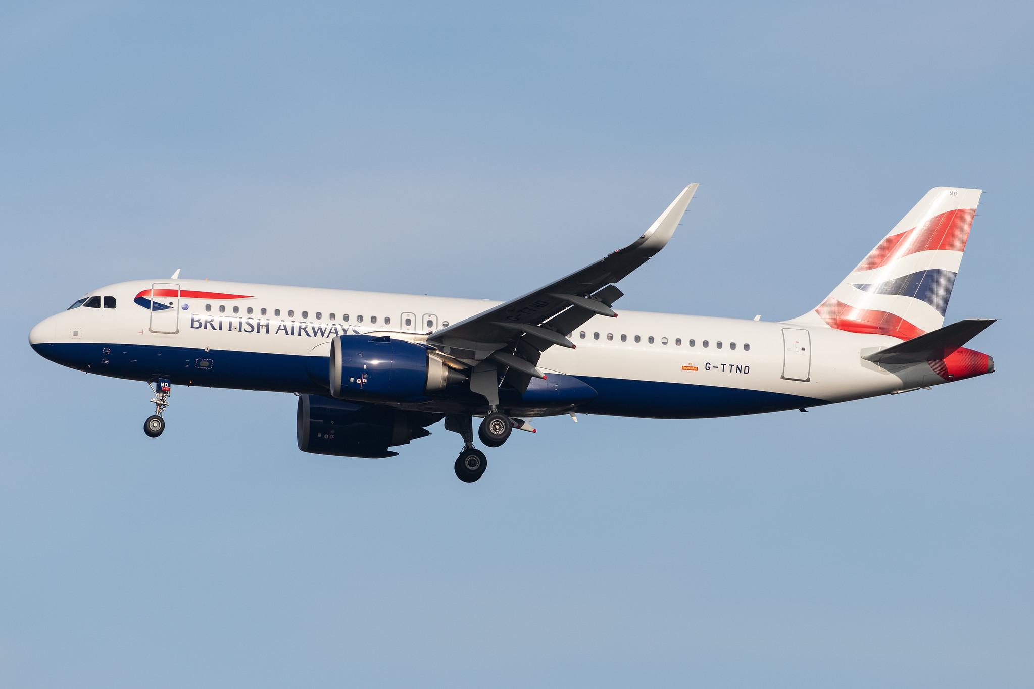 London Heathrow Airport: British Airways (BA / BAW) |  Airbus A320-251N A20N | G-TTND | MSN 8308