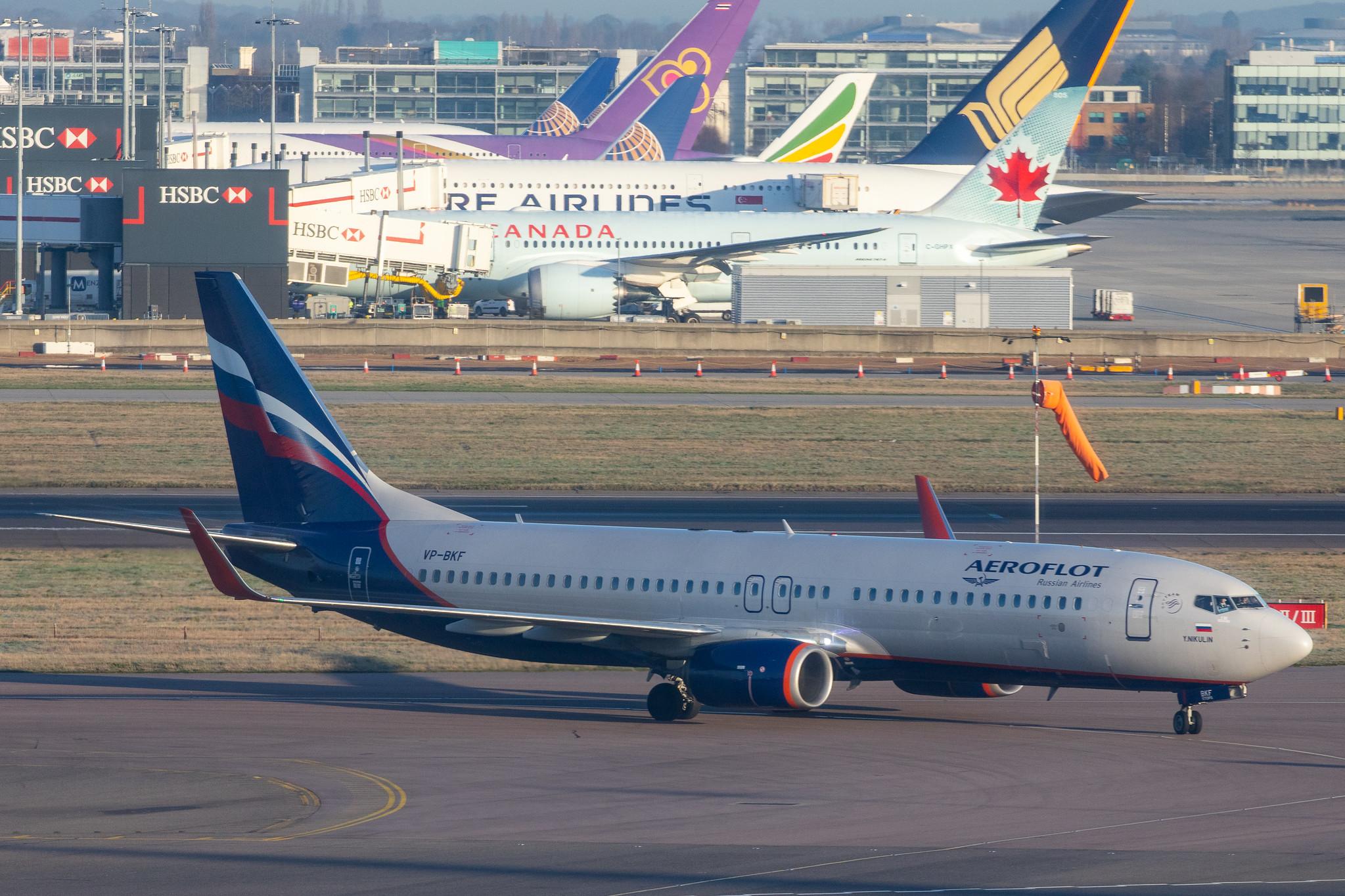London Heathrow Airport: Aeroflot (SU / AFL) |  Boeing 737-8MC B738 | VP-BKF | MSN 44440