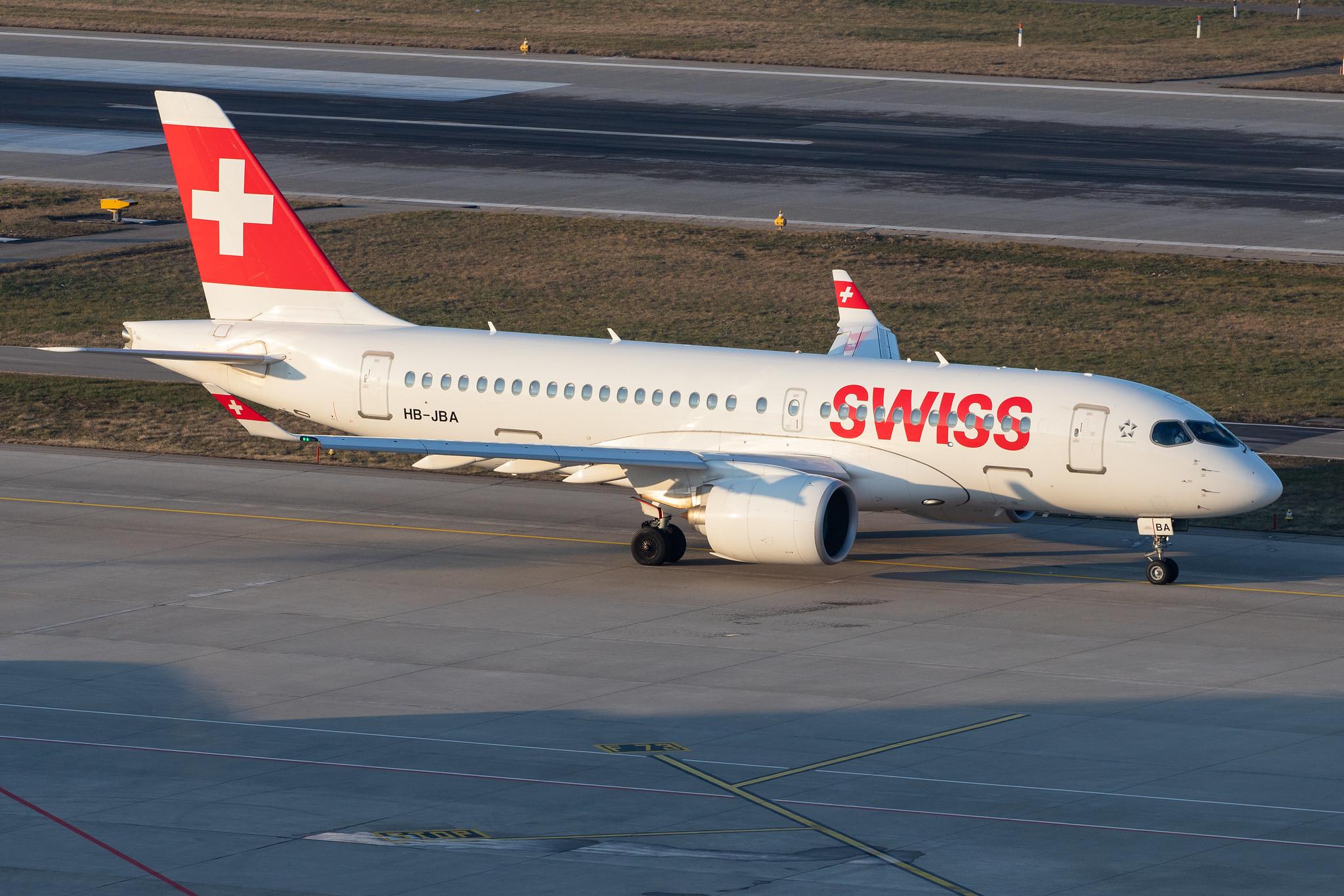 Flughafen Zürich: Swiss (LX / SWR) |  Airbus A220-100 BCS1 | HB-JBA | MSN 50010