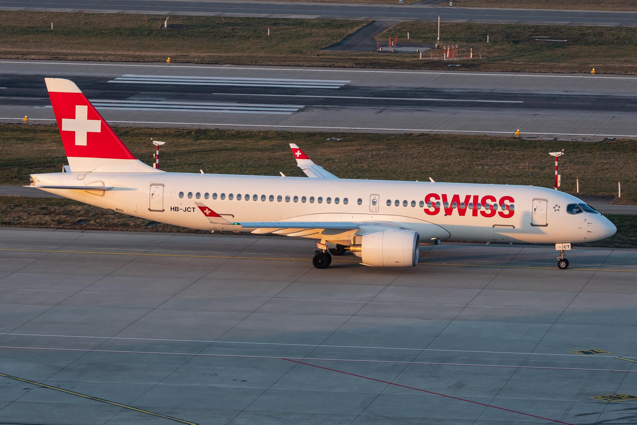 Flughafen Zürich: Swiss (LX / SWR) |  Airbus A220-300 BCS3 | HB-JCT | MSN 55046