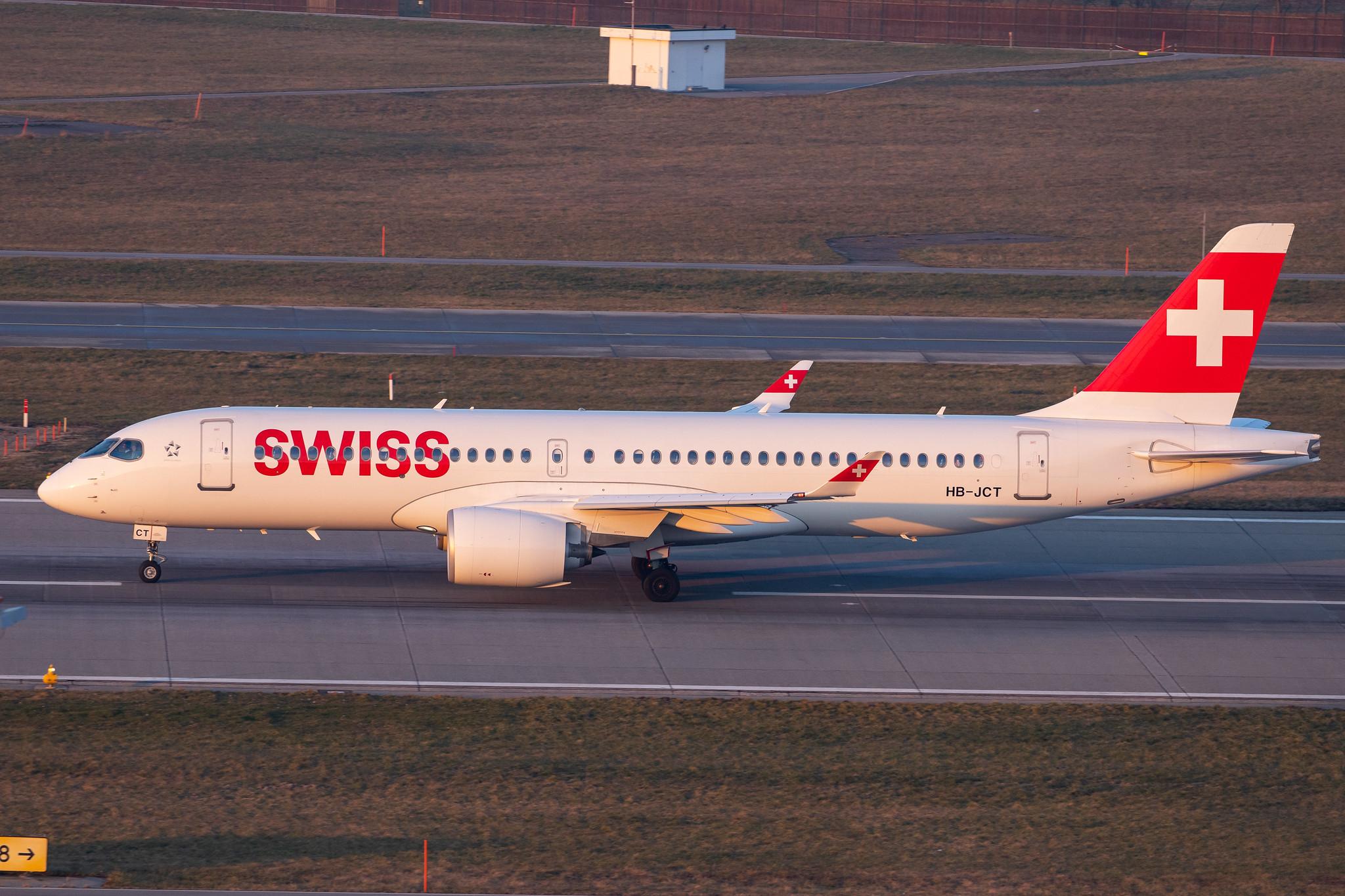 Flughafen Zürich: Swiss (LX / SWR) |  Airbus A220-300 BCS3 | HB-JCT | MSN 55046