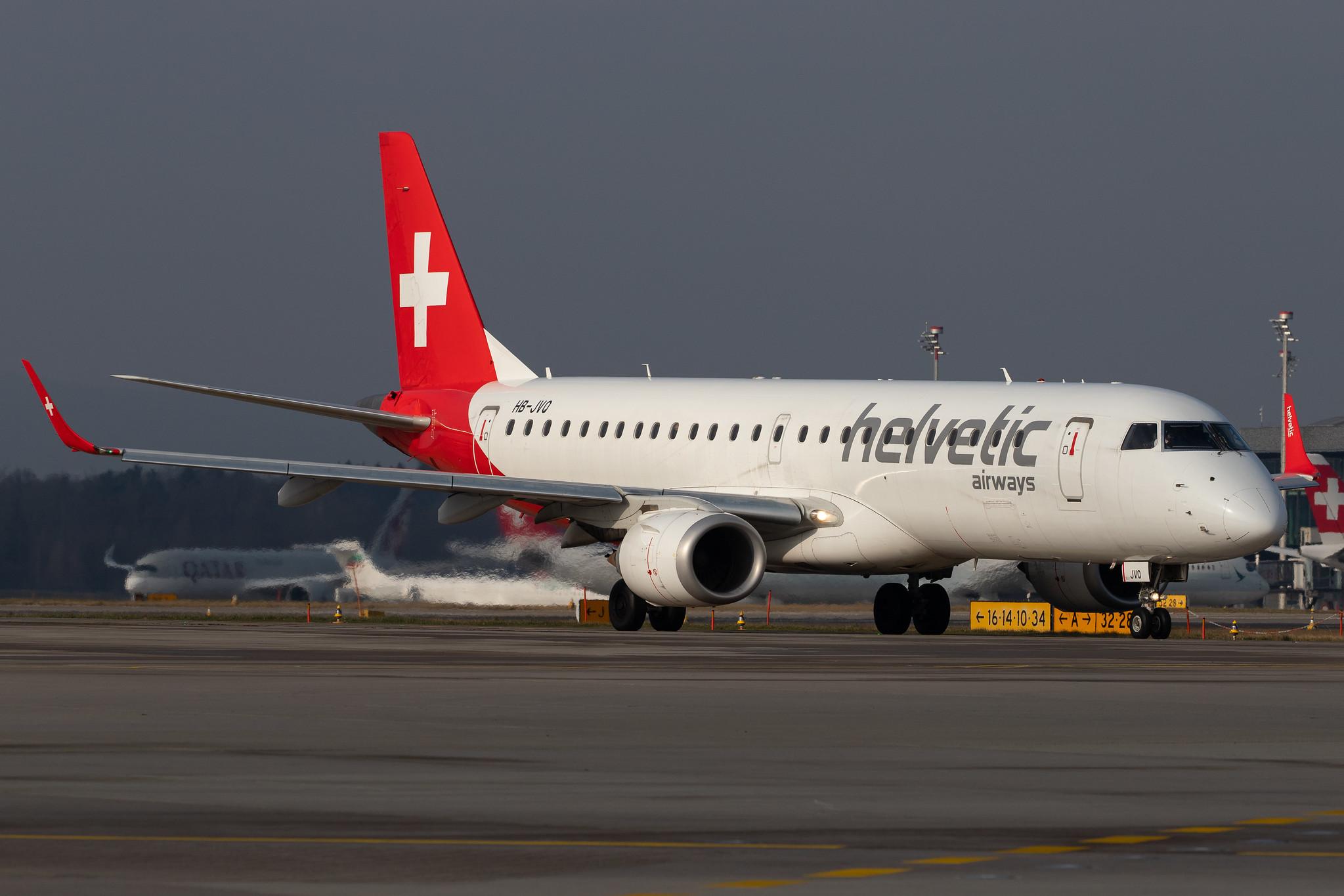 Flughafen Zürich: Helvetic Airways (2L / OAW) |  Embraer E190LR E190 | HB-JVQ | MSN 19000420