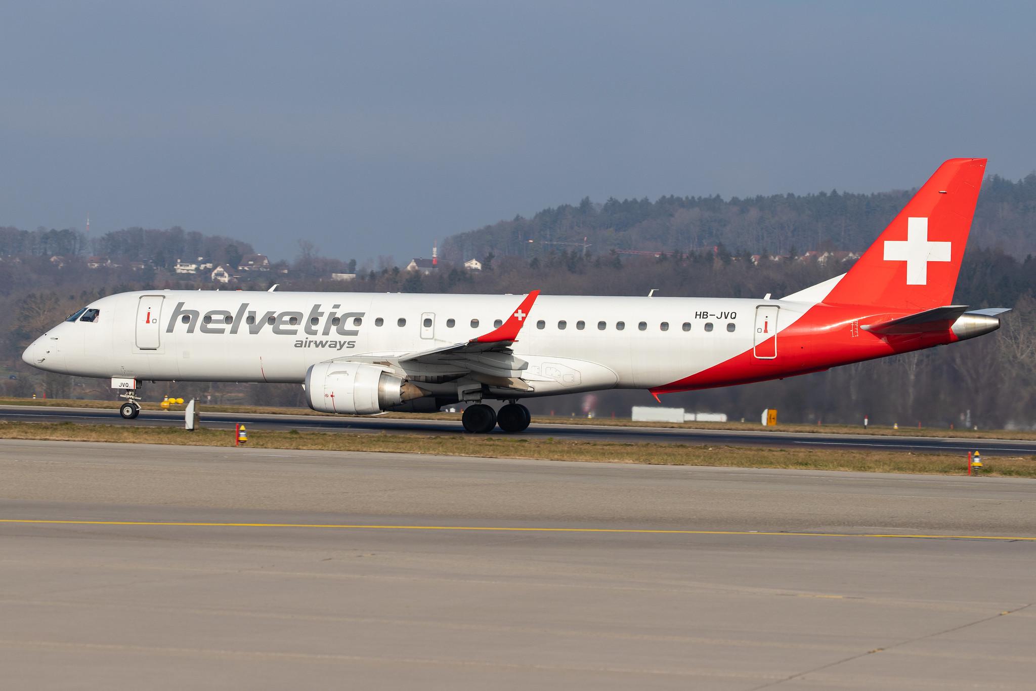 Flughafen Zürich: Helvetic Airways (2L / OAW) |  Embraer E190LR E190 | HB-JVQ | MSN 19000420