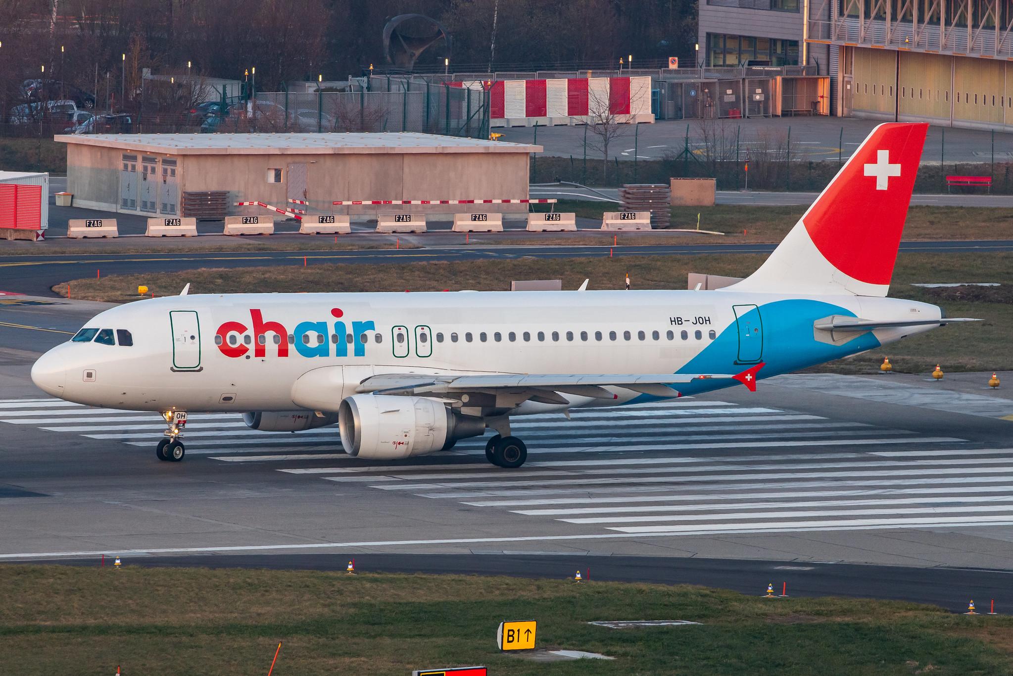 Flughafen Zürich: Chair Airlines (GM / GSW) |  Airbus A319-111 A319 | HB-JOH | MSN 3589