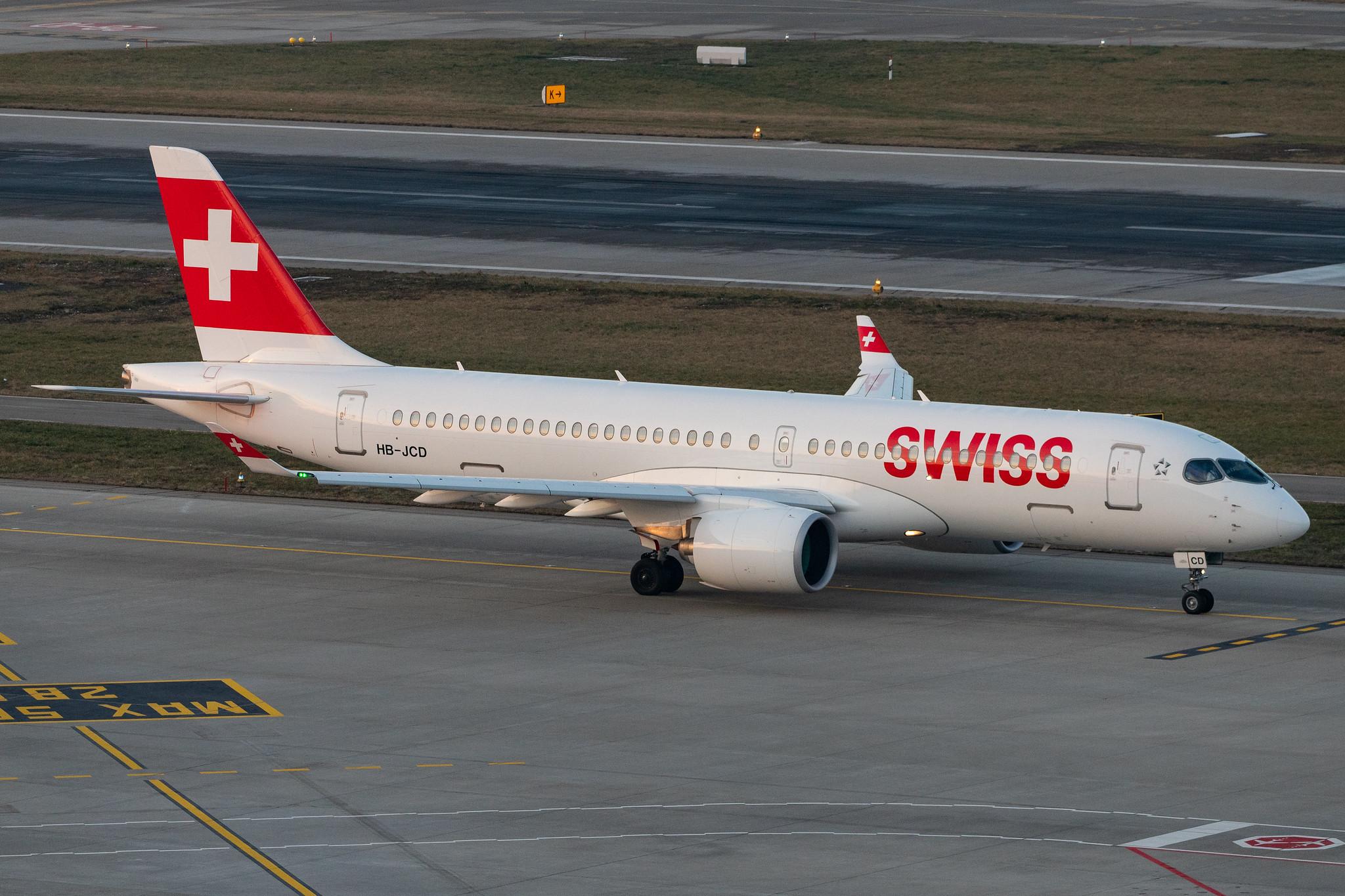 Flughafen Zürich: Swiss (LX / SWR) |  Airbus A220-300 BCS3 | HB-JCD | MSN 55013