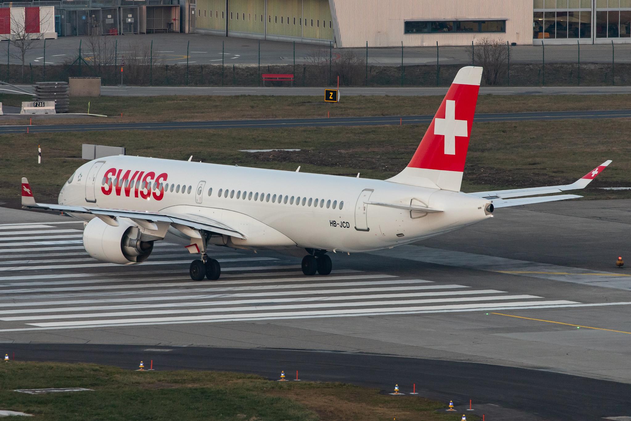 Flughafen Zürich: Swiss (LX / SWR) |  Airbus A220-300 BCS3 | HB-JCD | MSN 55013