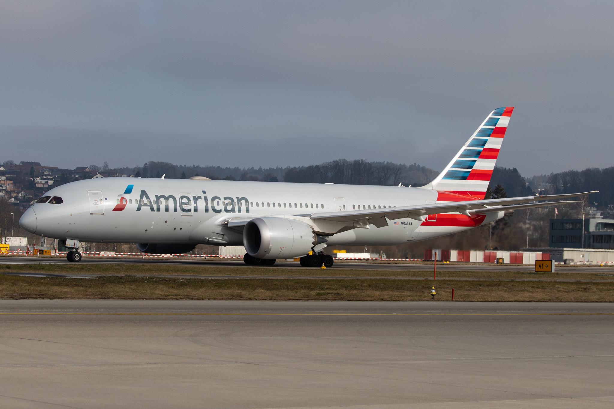 Flughafen Zürich: American Airlines (AA / AAL) |  Boeing 787-8 Dreamliner B788 | N816AA | MSN 40634