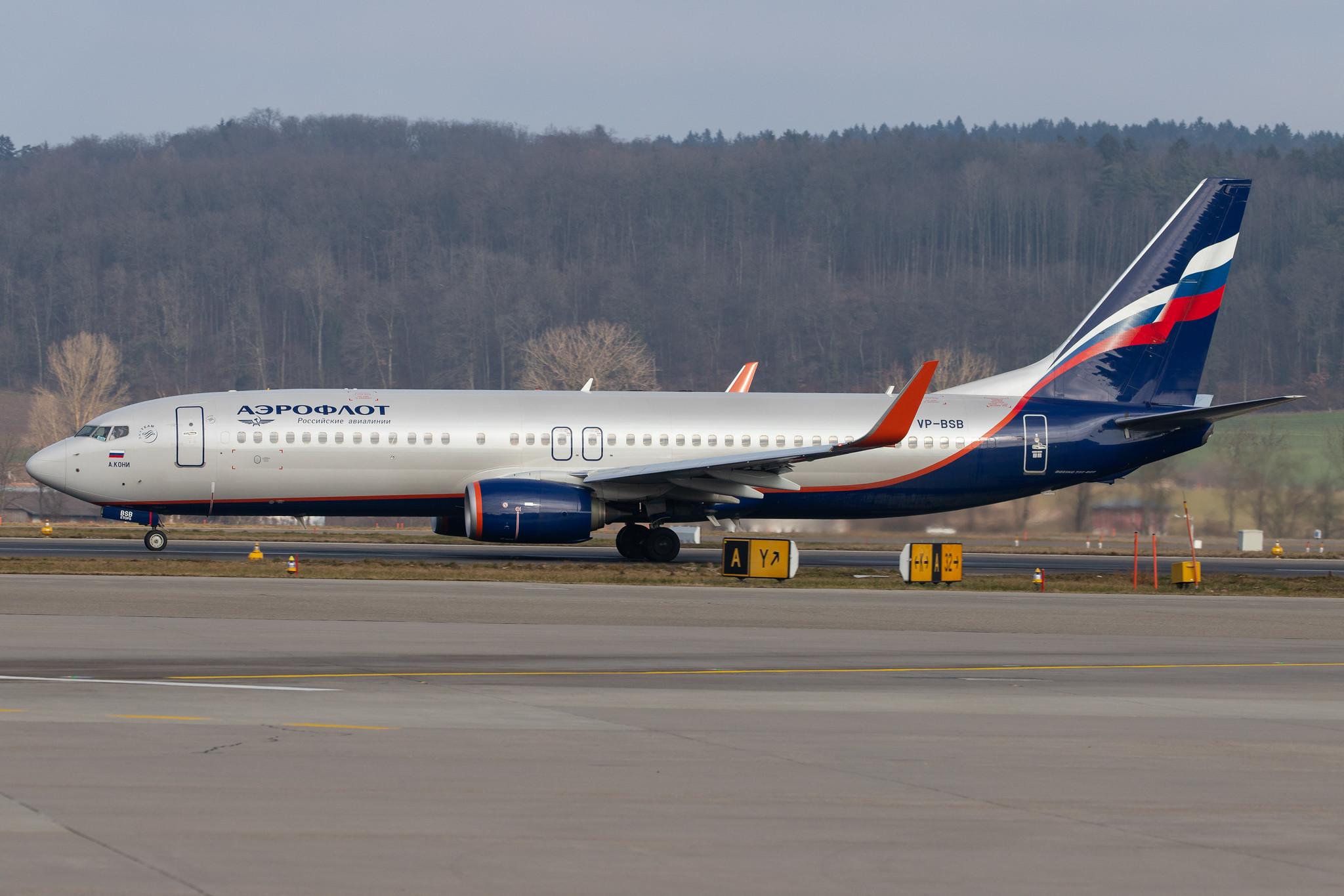 Flughafen Zürich: Aeroflot (SU / AFL) |  Boeing 737-8MC B738 | VP-BSB | MSN 44442