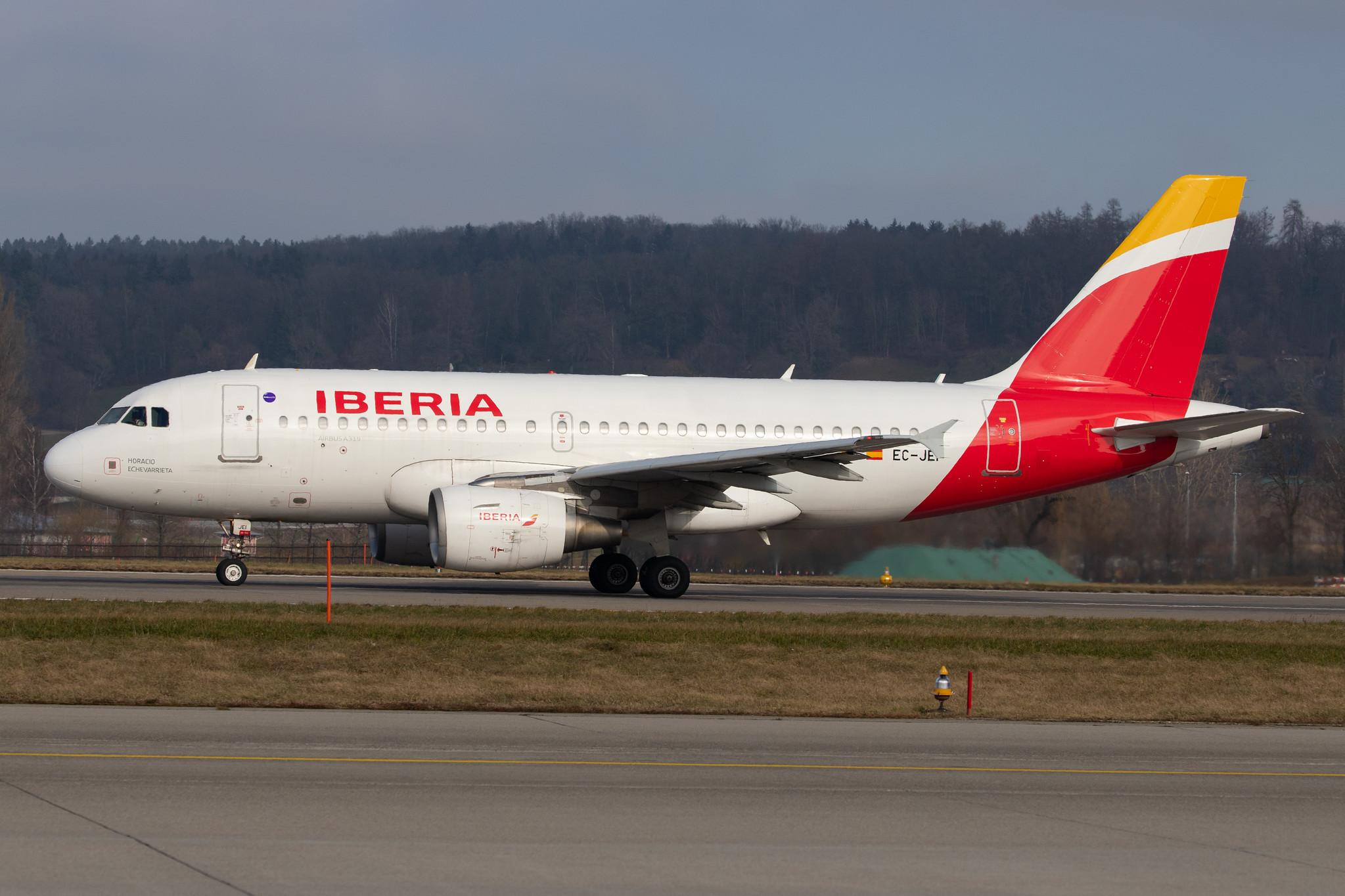 Flughafen Zürich: Iberia (IB / IBE) |  Airbus A319-111 A319 | EC-JEI | MSN 2311
