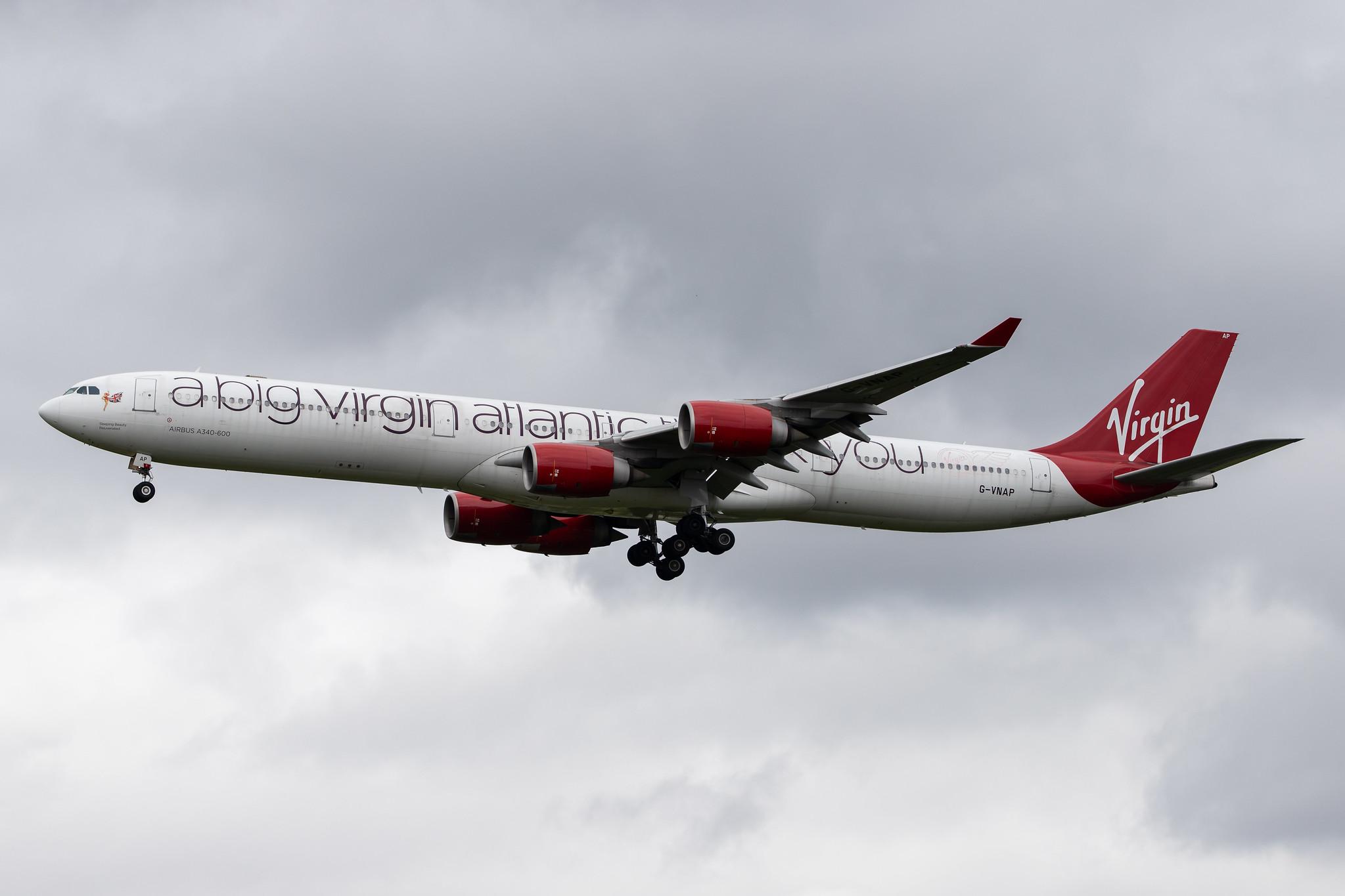 London Heathrow Airport: Virgin Atlantic (VS / VIR) |  Airbus A340-642 A346 | G-VNAP | MSN 0622