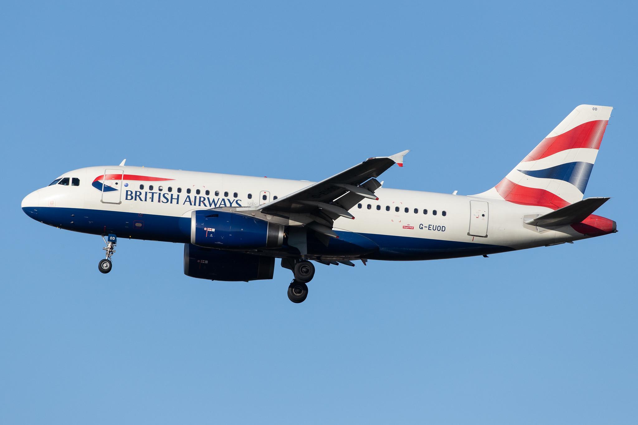 London Heathrow Airport: British Airways (BA / BAW) |  Airbus A319-131 A319 | G-EUOD | MSN 1558